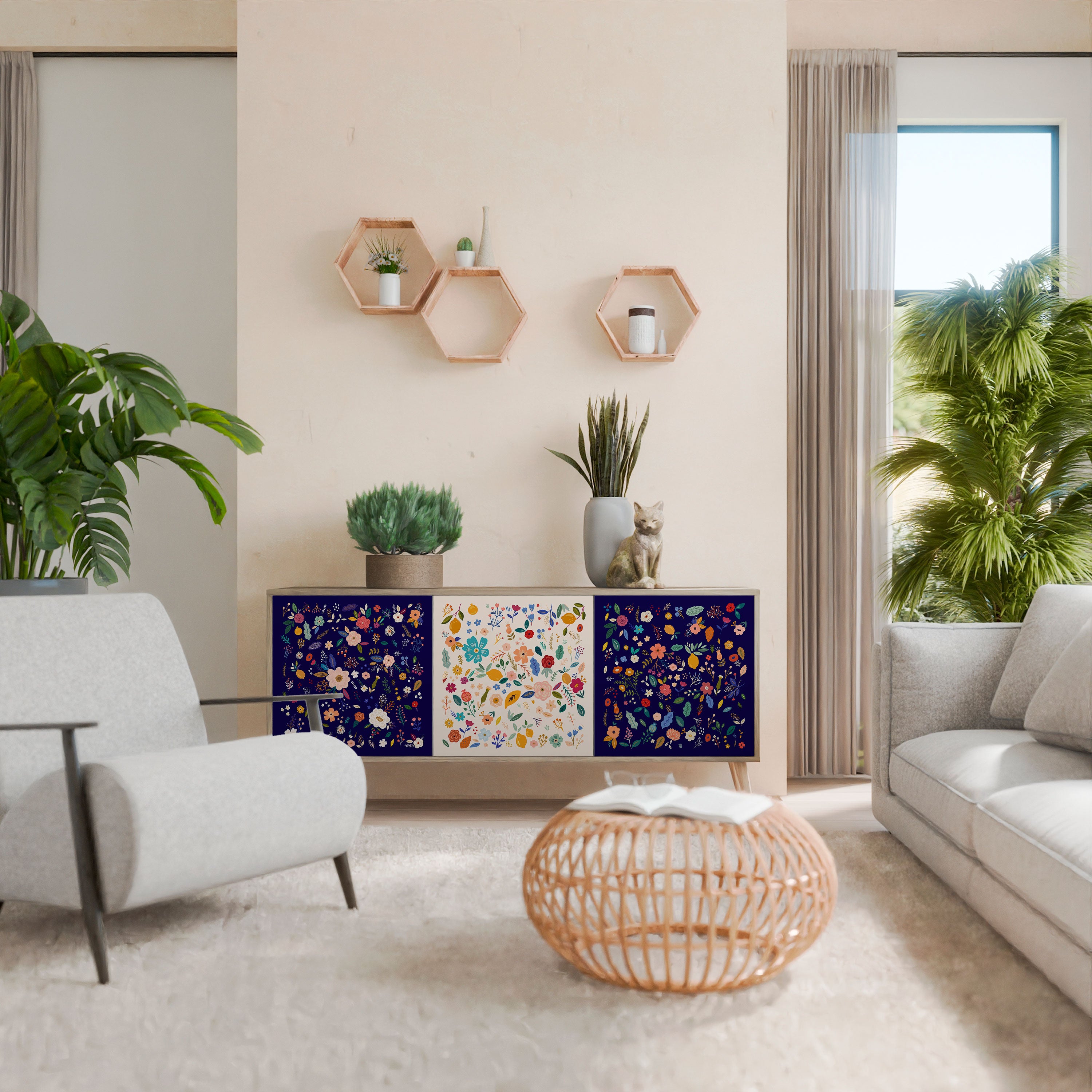 FLORAL COMBINATION 3-Door Sideboard