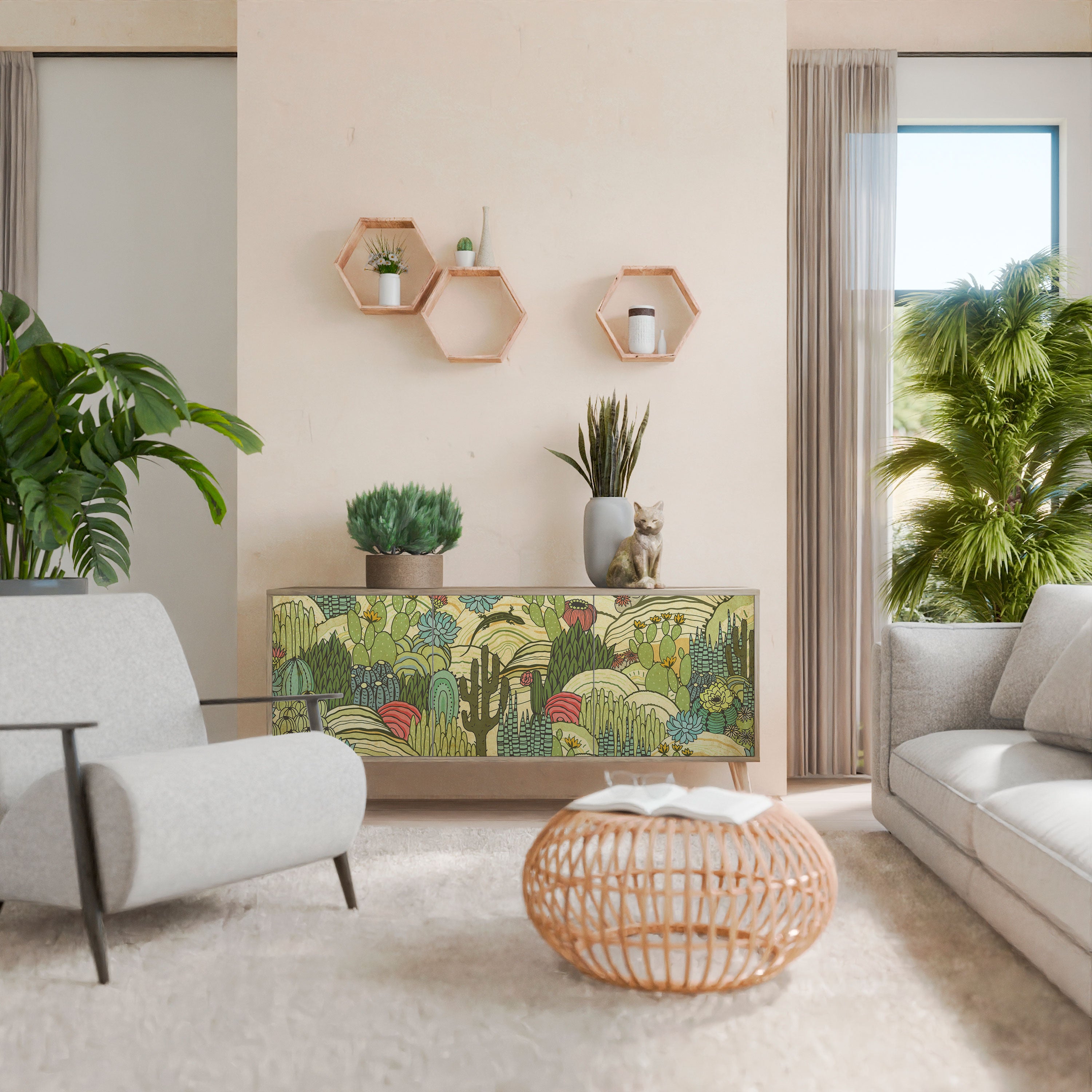 SUCCULENTS KALEIDOSCOPE 3-Door Sideboard