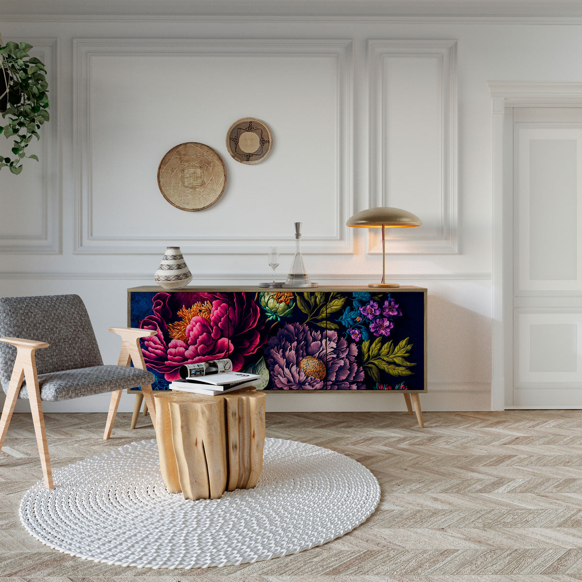 BLOOMING ELEGANCE Třídveřová komoda