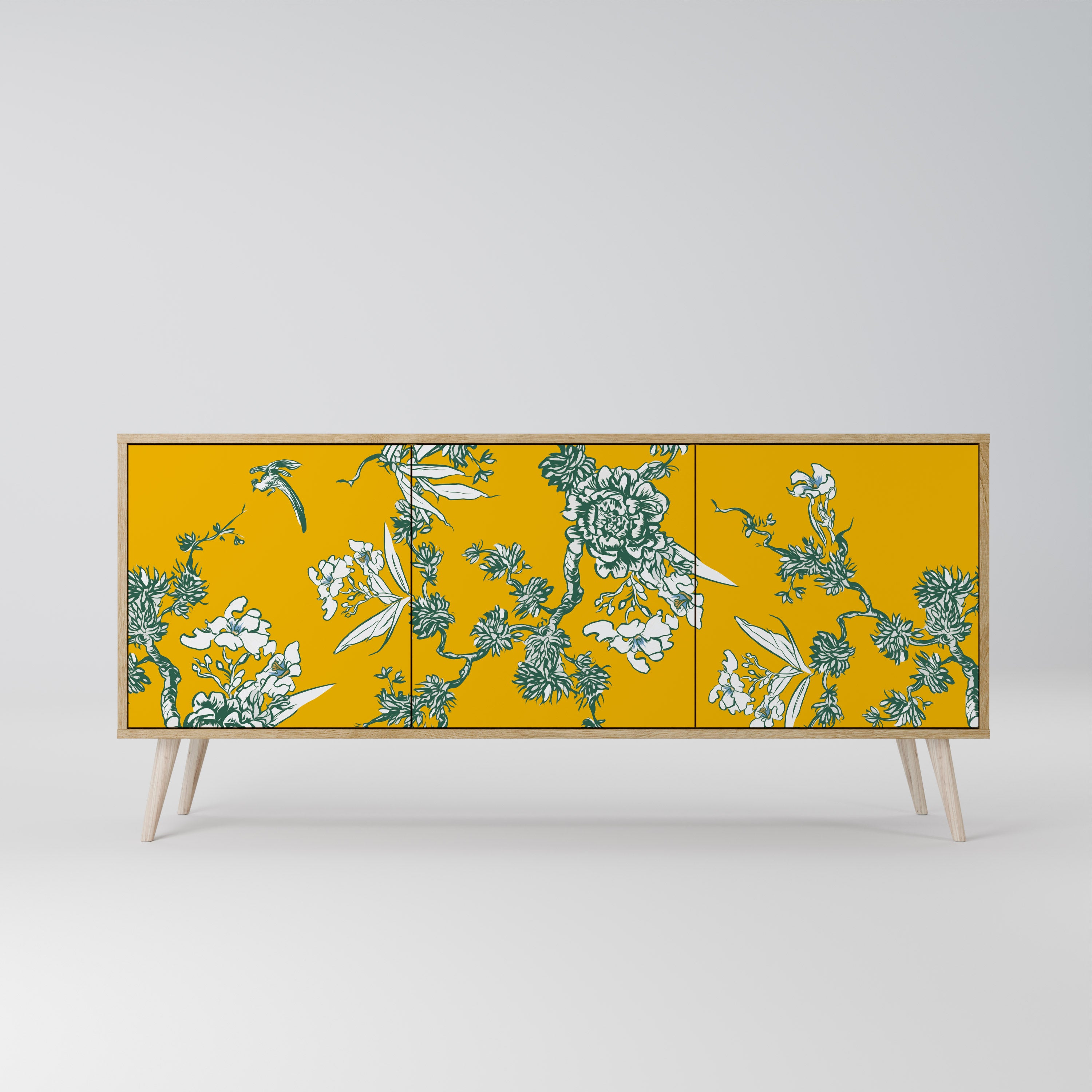 YELLOW CHINOISERIE 3-Door Sideboard