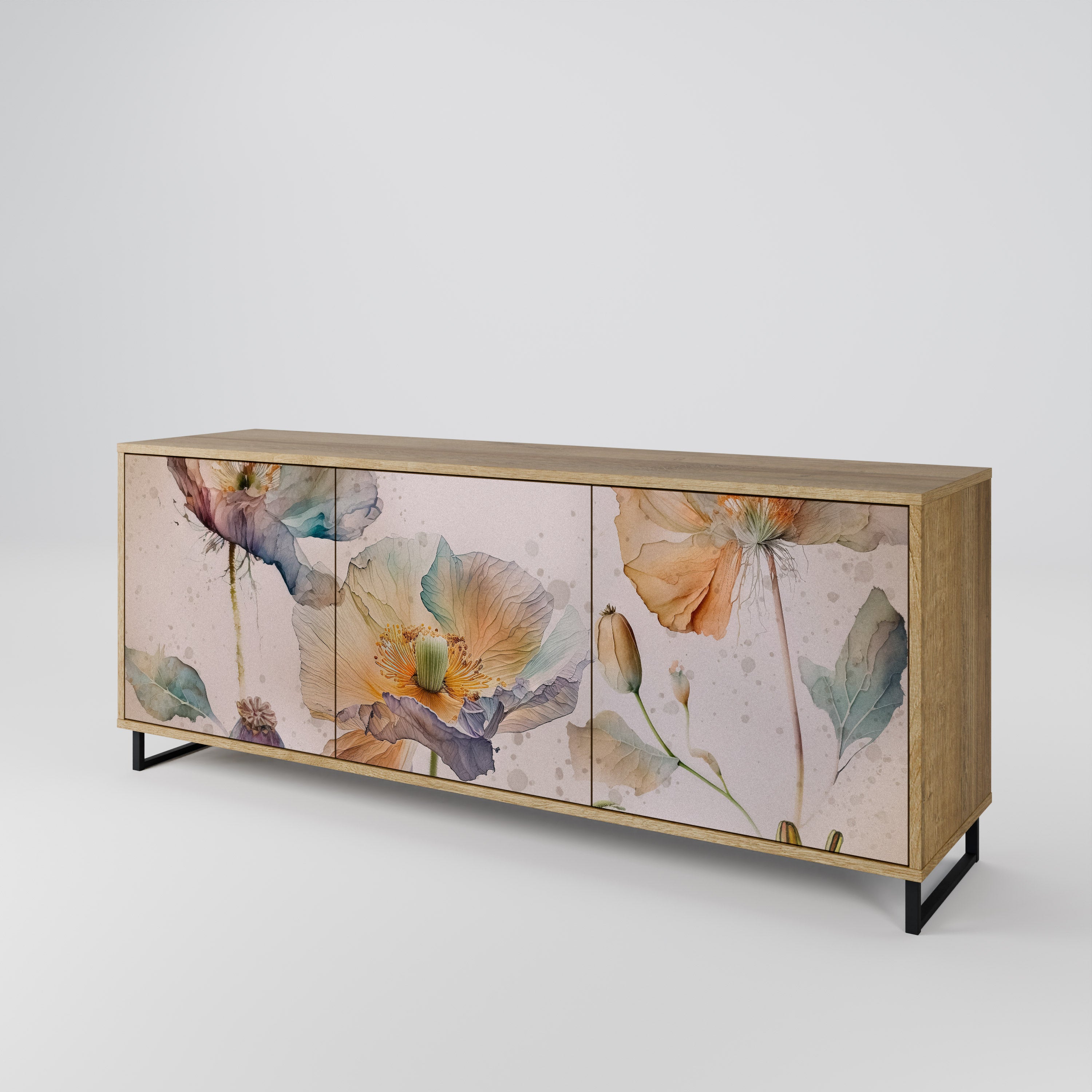 SOFTEN POPPY 3-Door Sideboard