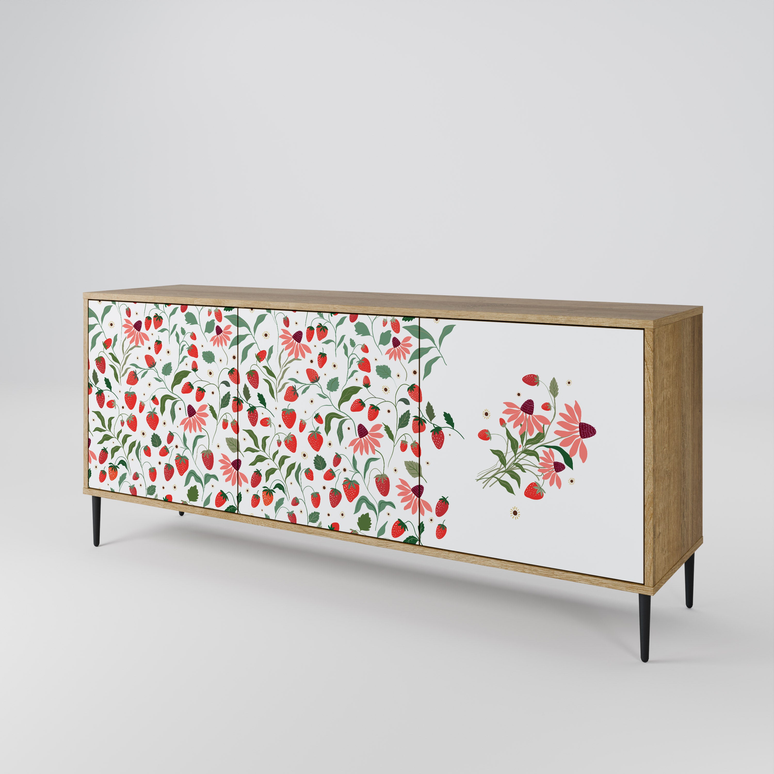 FLOWERS AND STRAWBERRIES 3-Door Sideboard