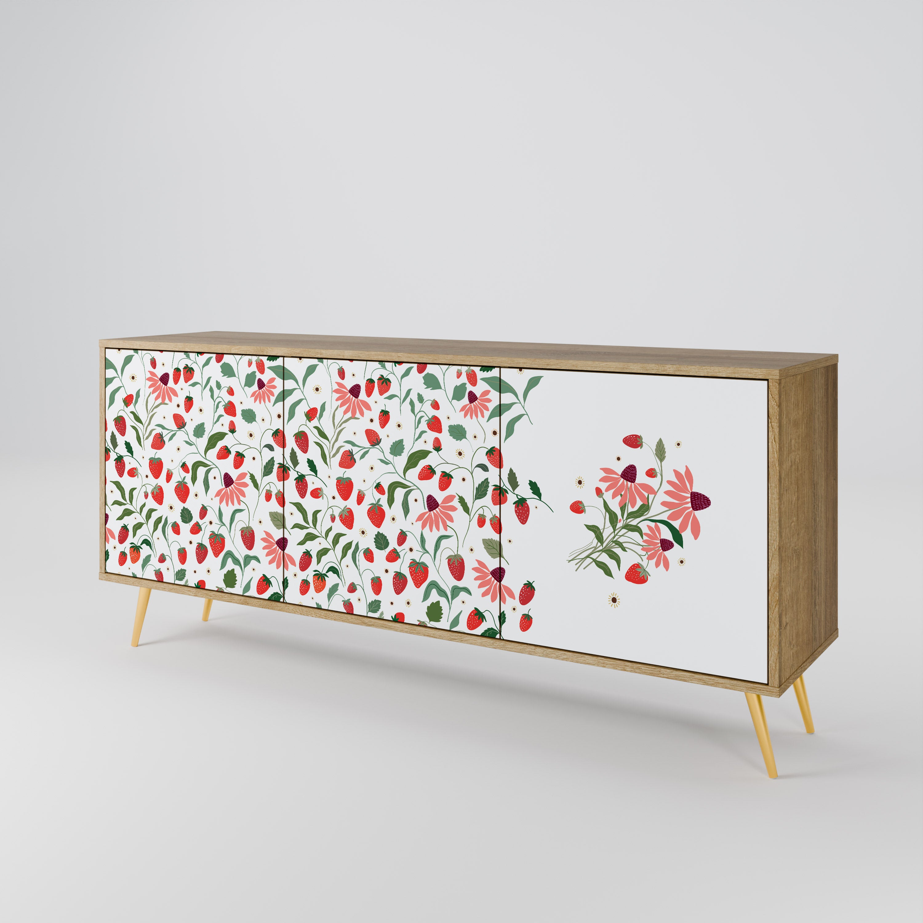 FLOWERS AND STRAWBERRIES 3-Door Sideboard