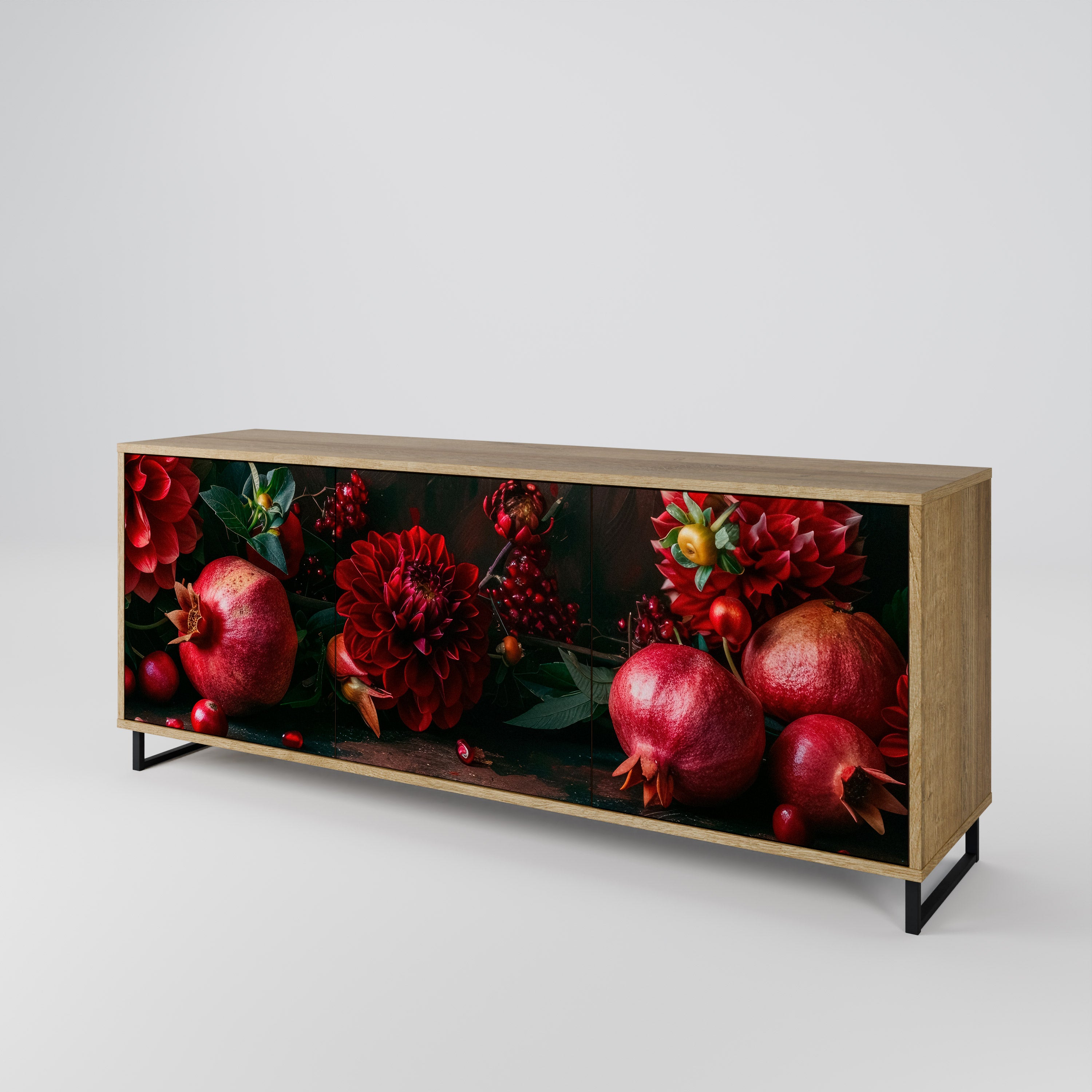 DAHLIAS AND POMEGRANATES 3-Door Sideboard