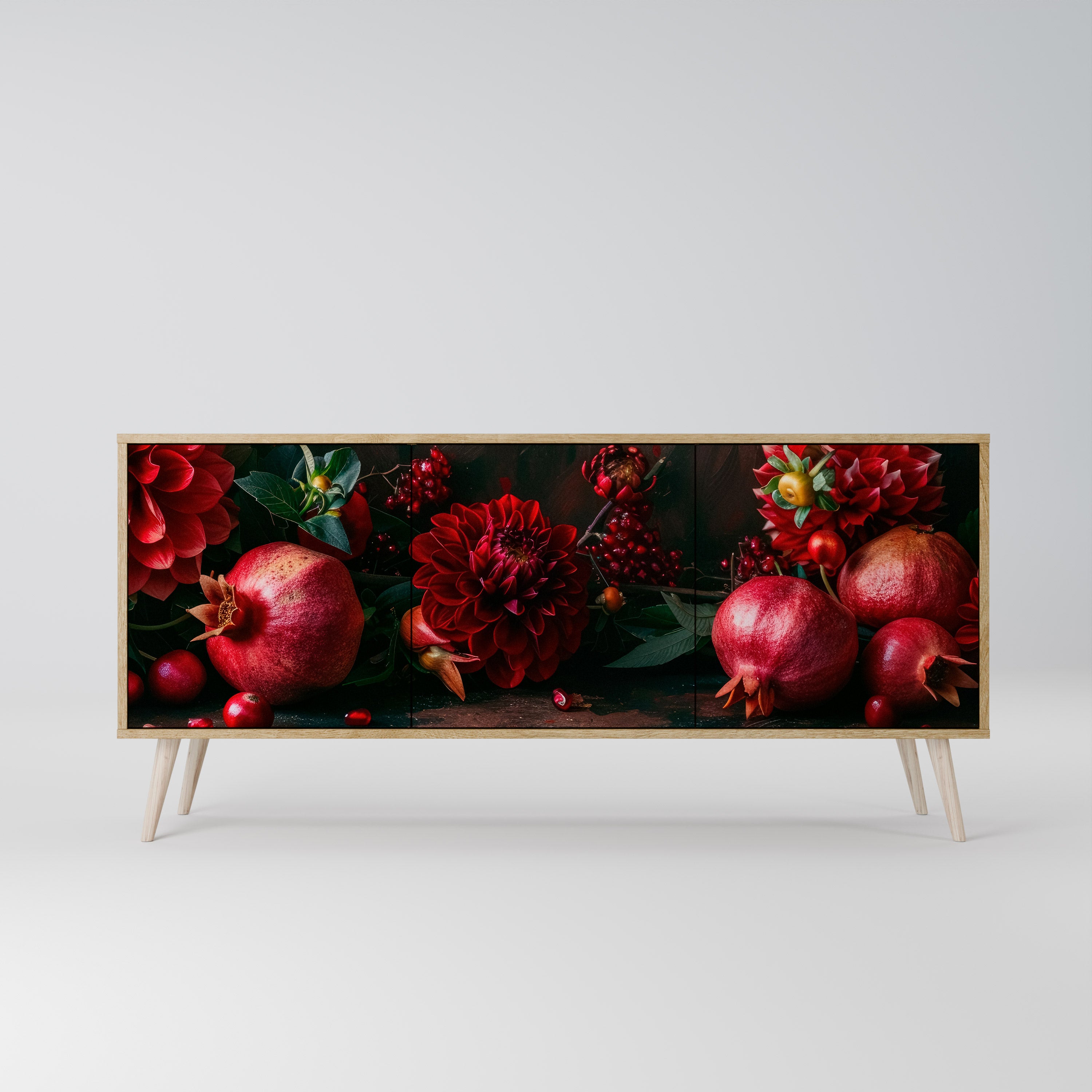 DAHLIAS AND POMEGRANATES 3-Door Sideboard