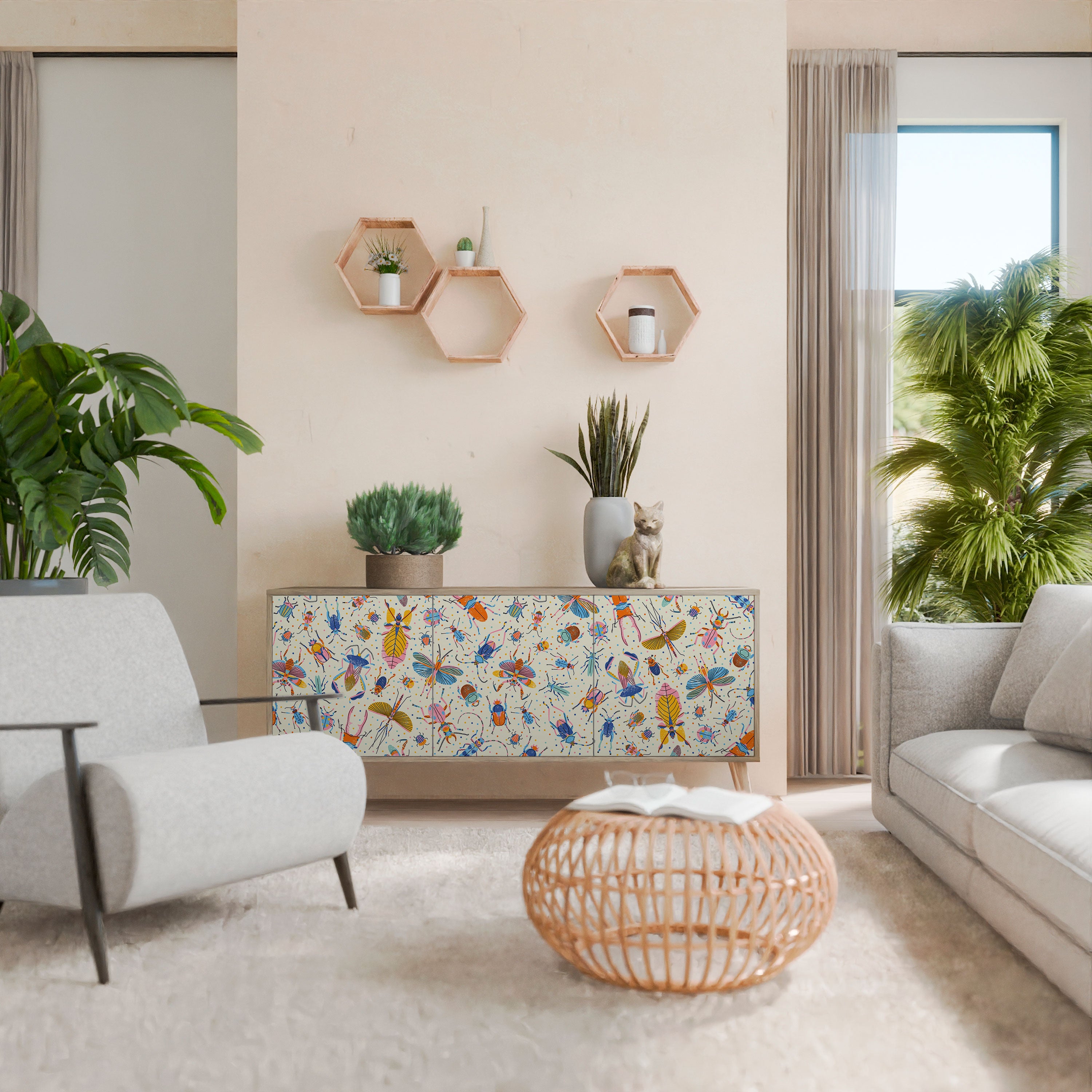 COLORFUL INSECTS 3-Door Sideboard