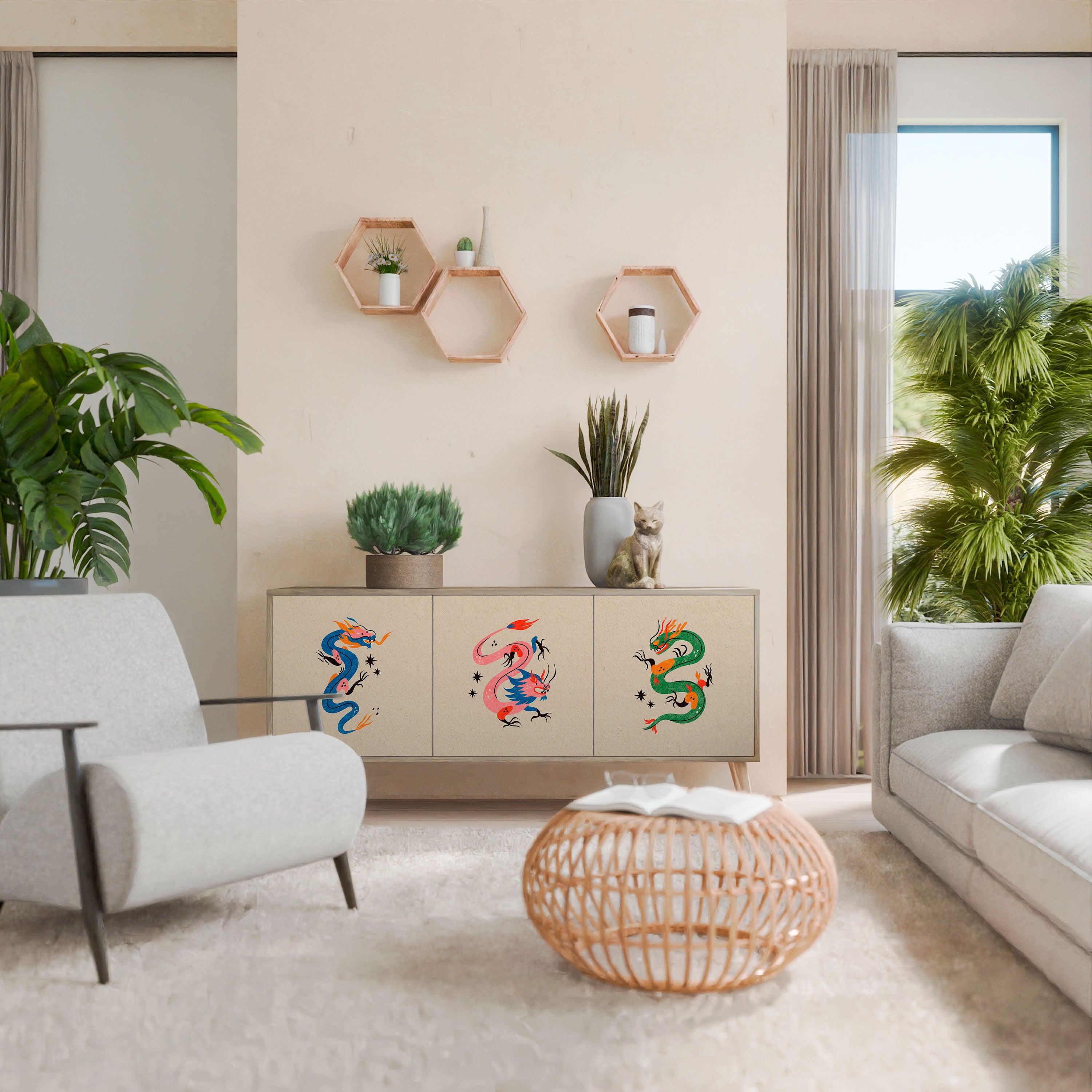 MYTHOLOGICAL CREATURES 3-Door Sideboard