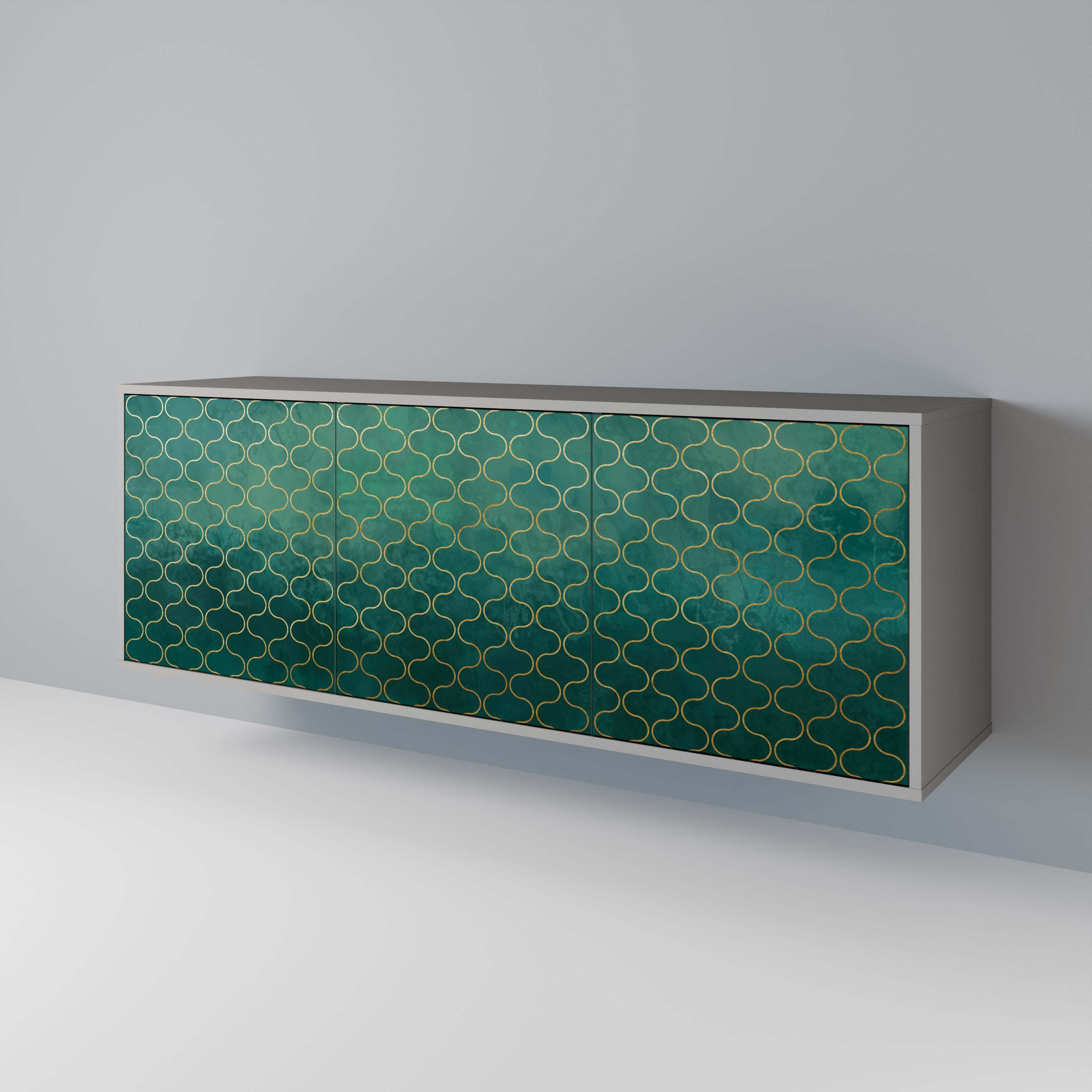TESSELATED GREENERY Třídveřová komoda