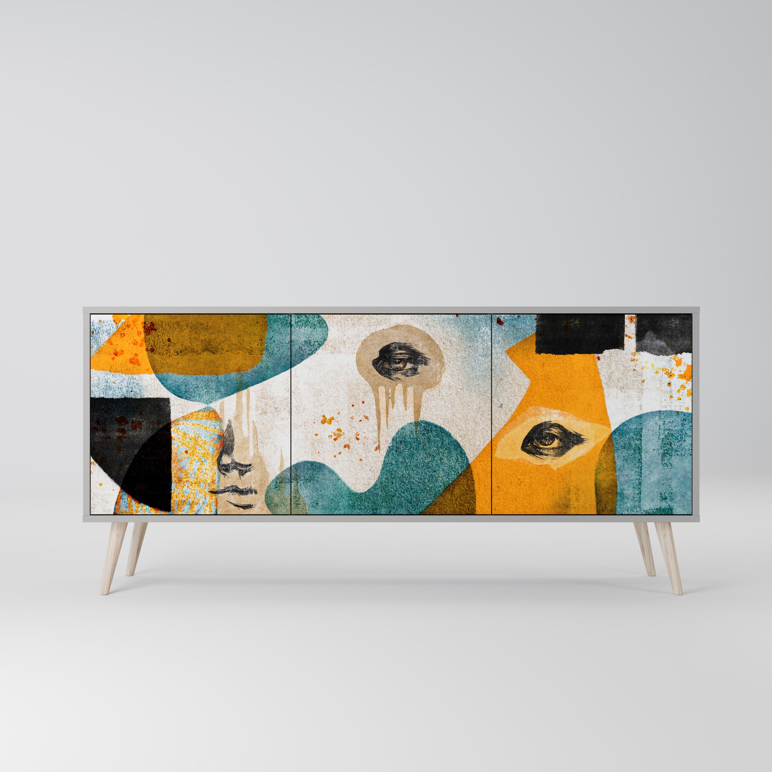 ABSTRACT FACES 3-Door Sideboard