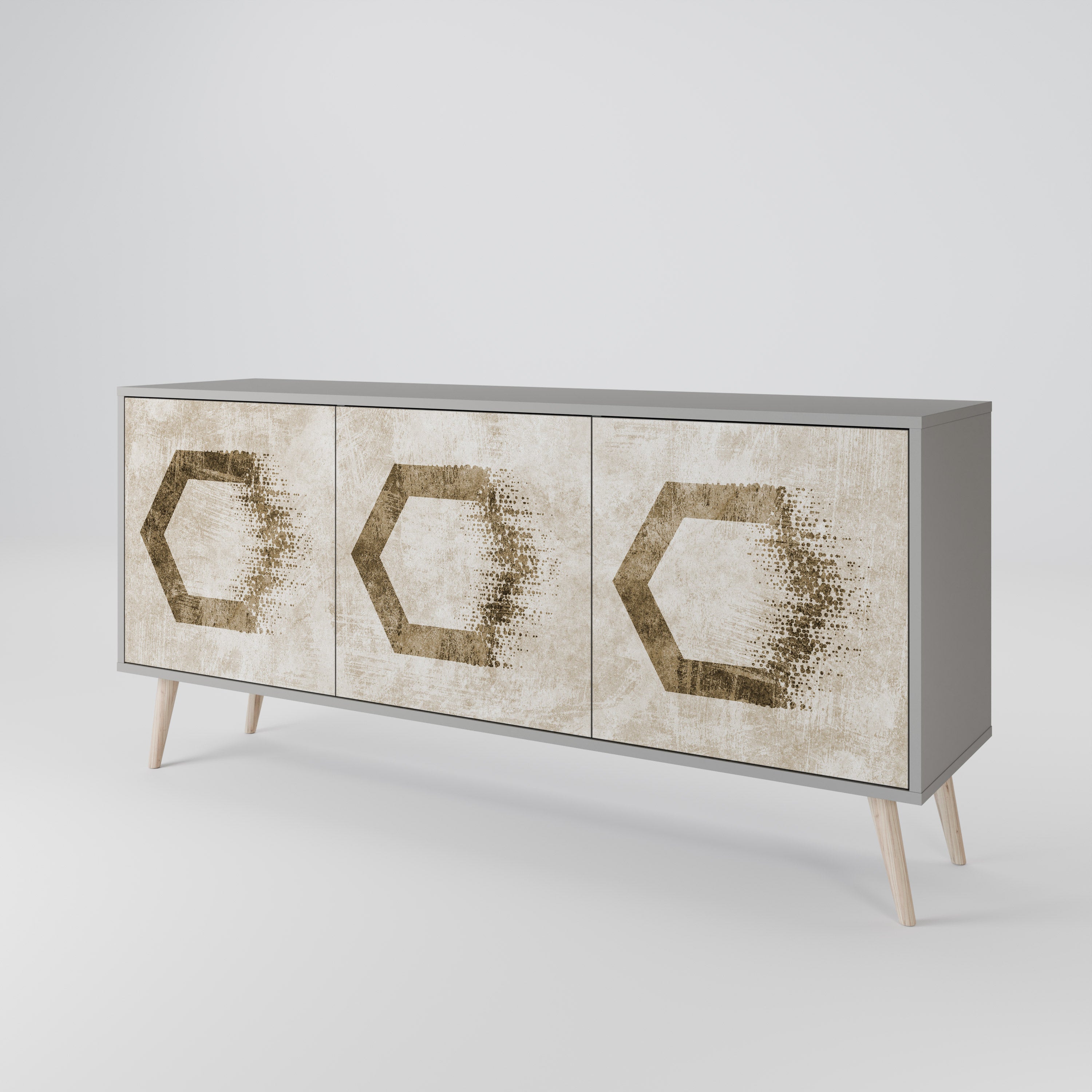 HEXAGONAL SHAPES 3-Door Sideboard
