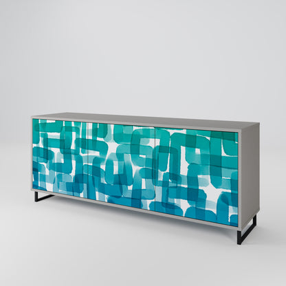 TURQUOISE RECTANGLES Třídveřová komoda