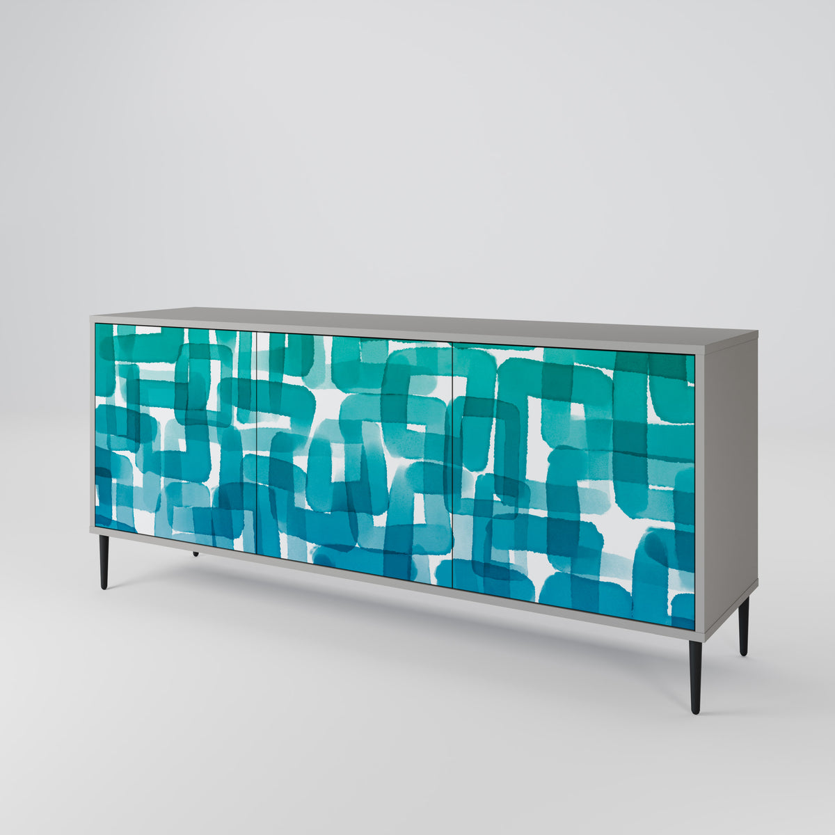 TURQUOISE RECTANGLES Třídveřová komoda