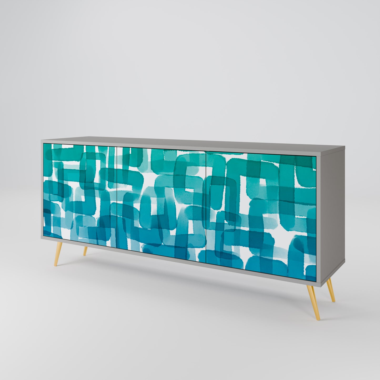 TURQUOISE RECTANGLES Třídveřová komoda