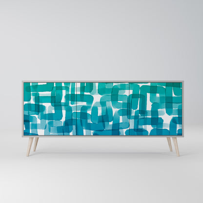 TURQUOISE RECTANGLES Třídveřová komoda