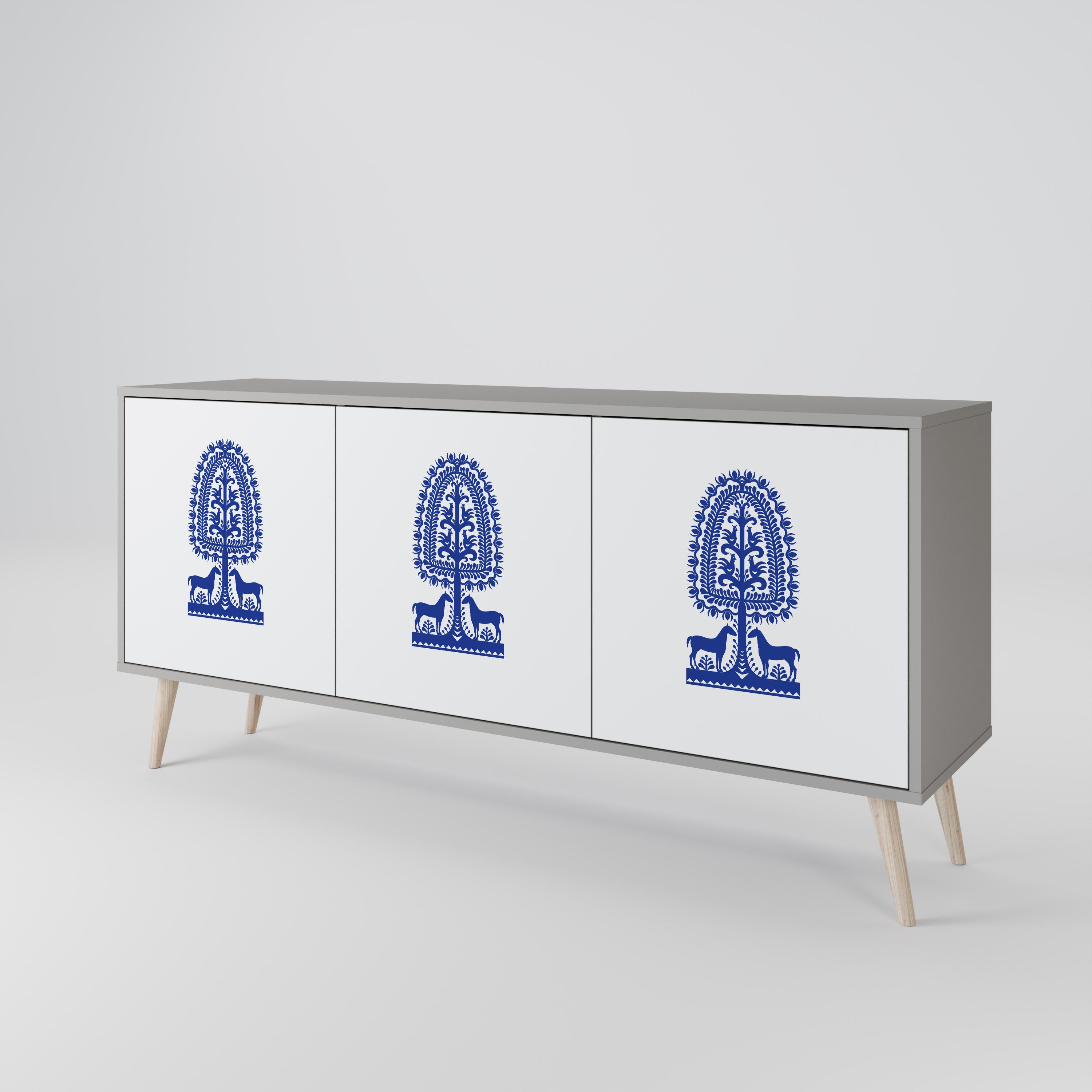 POLISH FOLK ART 3-Door Sideboard