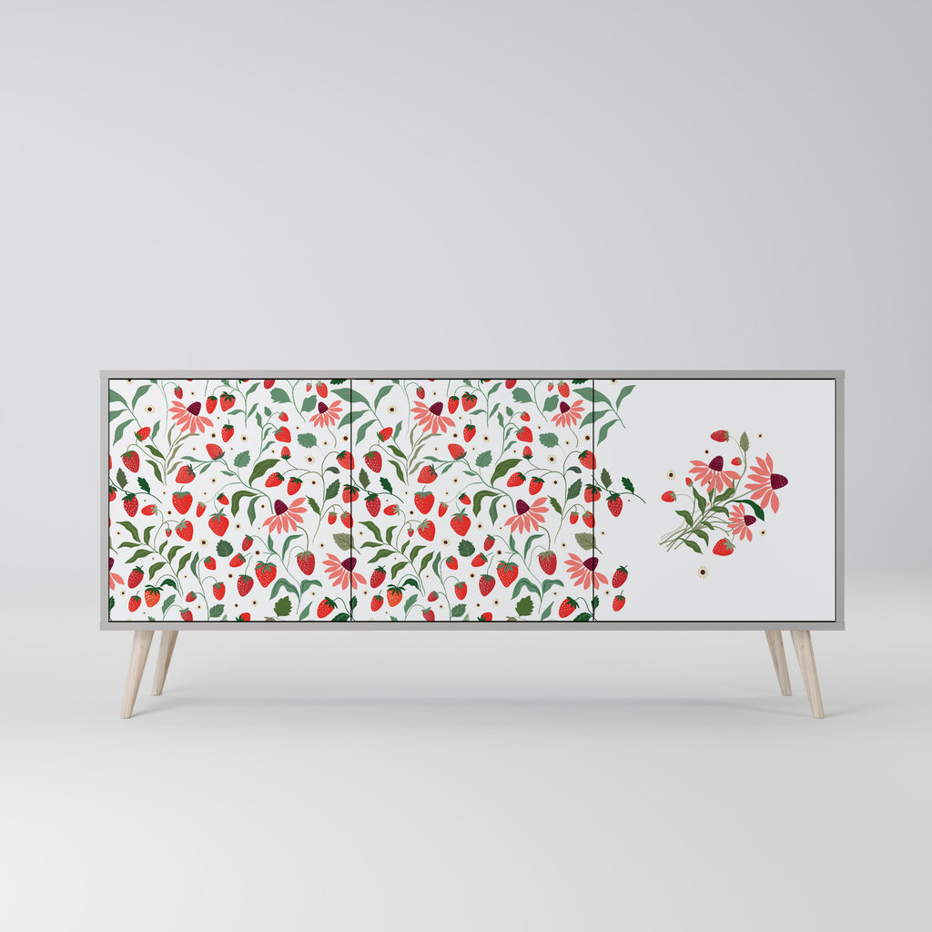 FLOWERS AND STRAWBERRIES 3-Door Sideboard