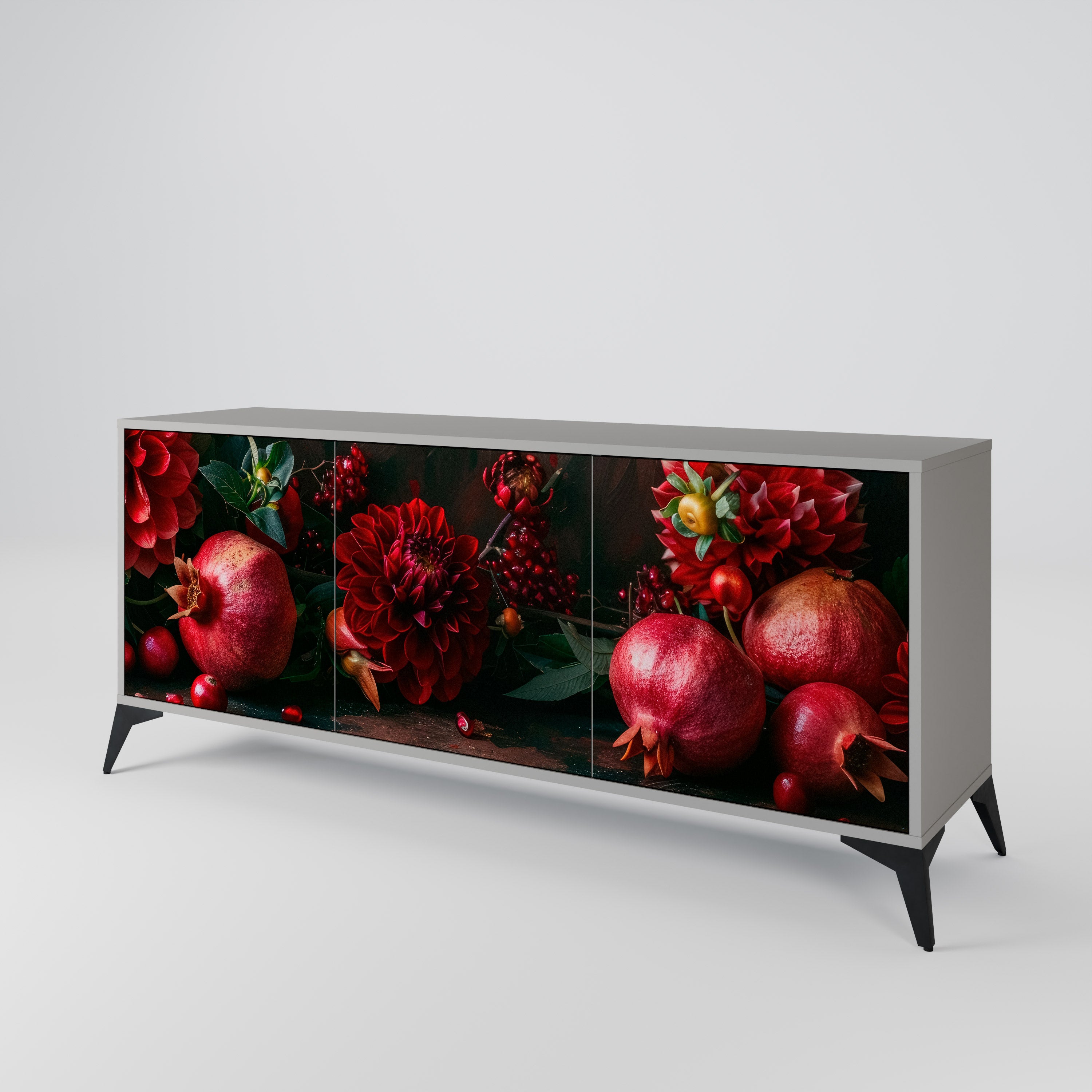 DAHLIAS AND POMEGRANATES 3-Door Sideboard