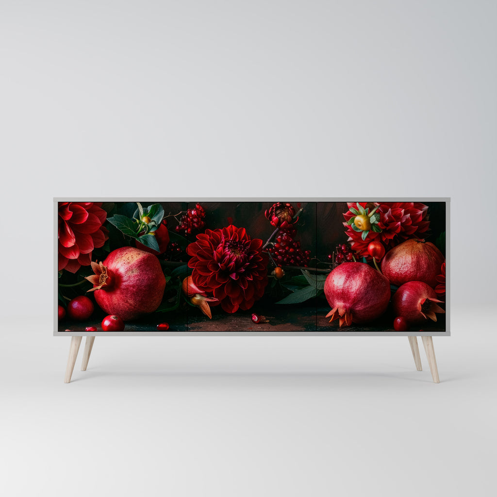 DAHLIAS AND POMEGRANATES 3-Door Sideboard