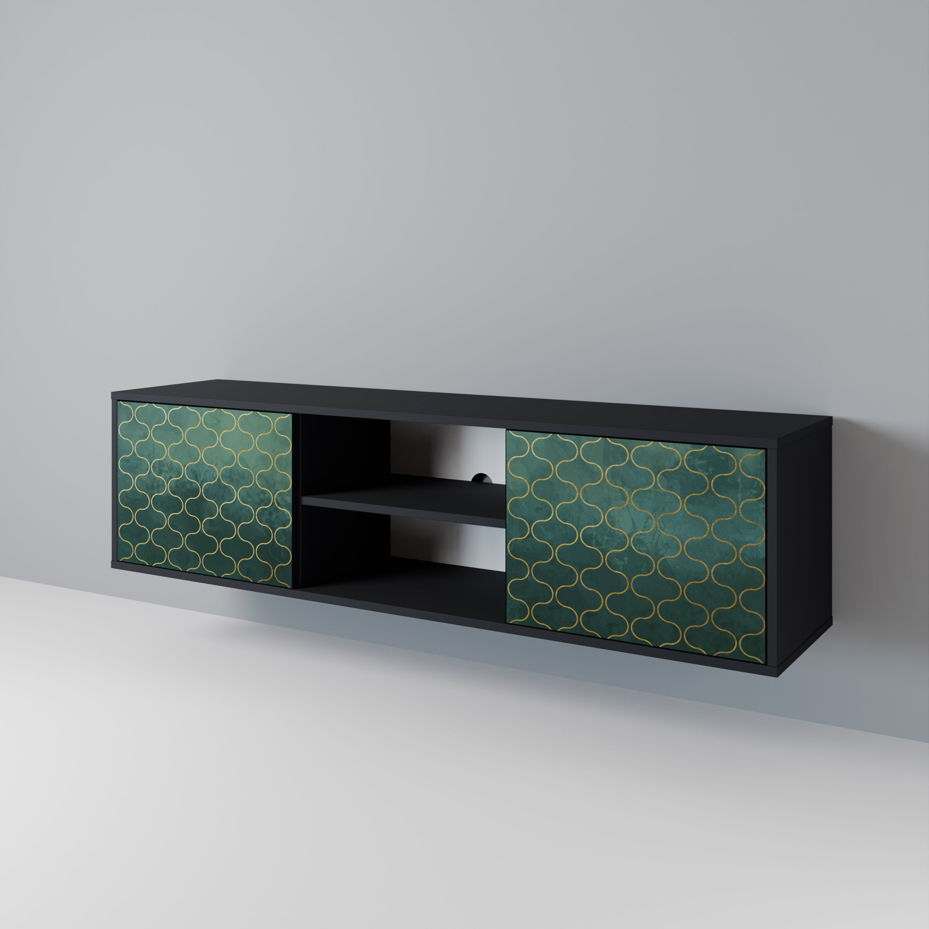 TESSELATED GREENERY Dvoudveřový TV stolek