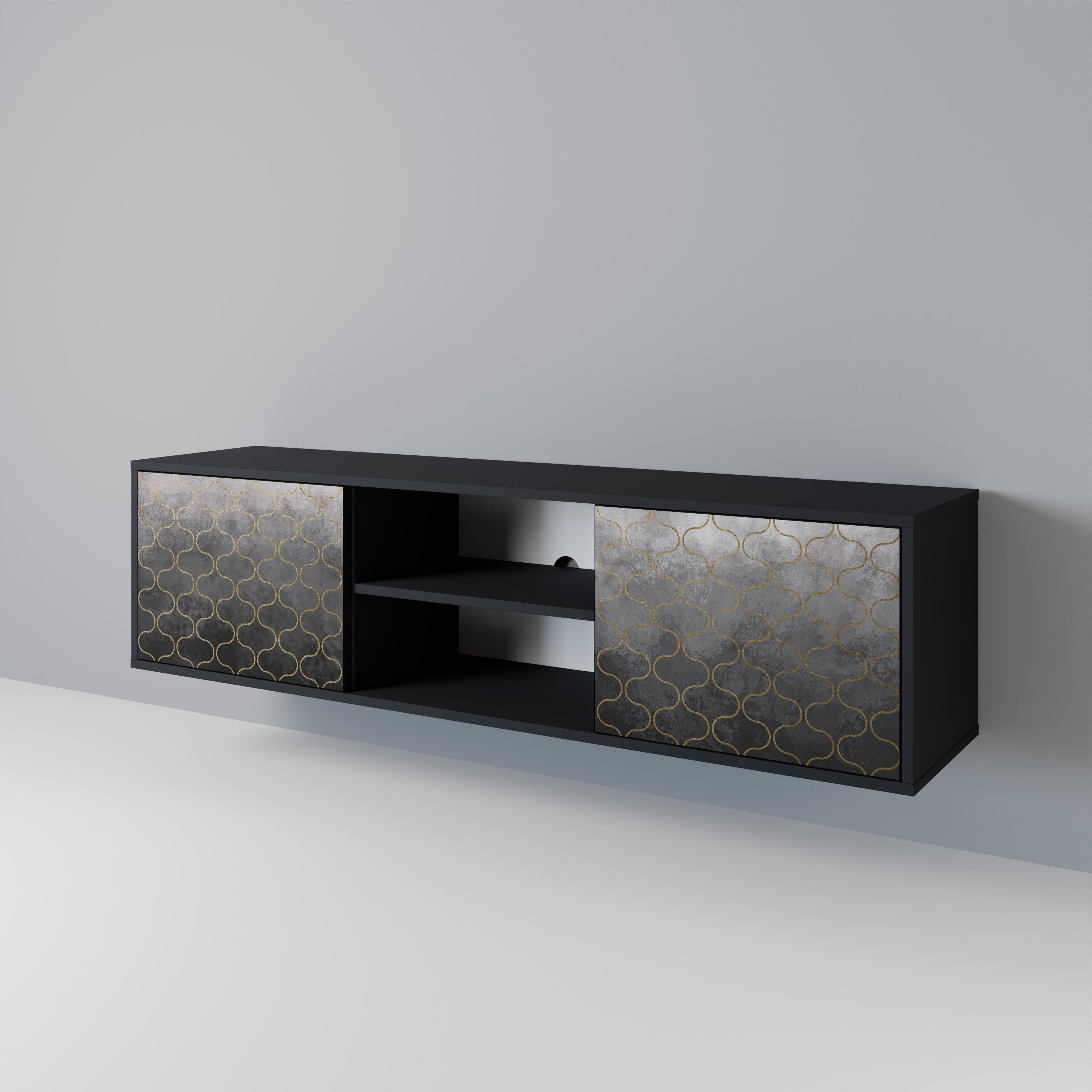 TESSELATED GRAYISH Dvoudveřový TV stolek