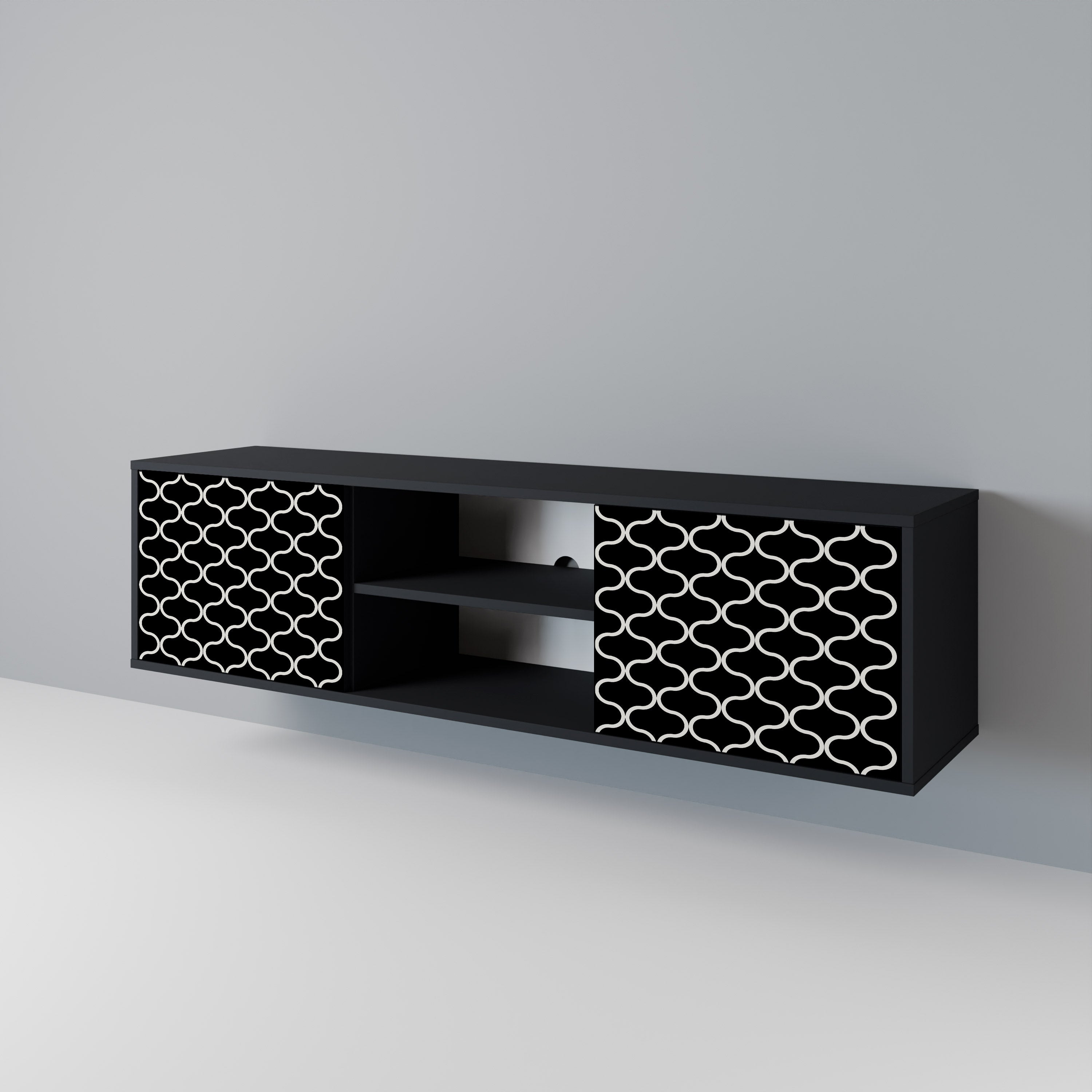 TESSELATED BLACKNESS Dvoudveřový TV stolek