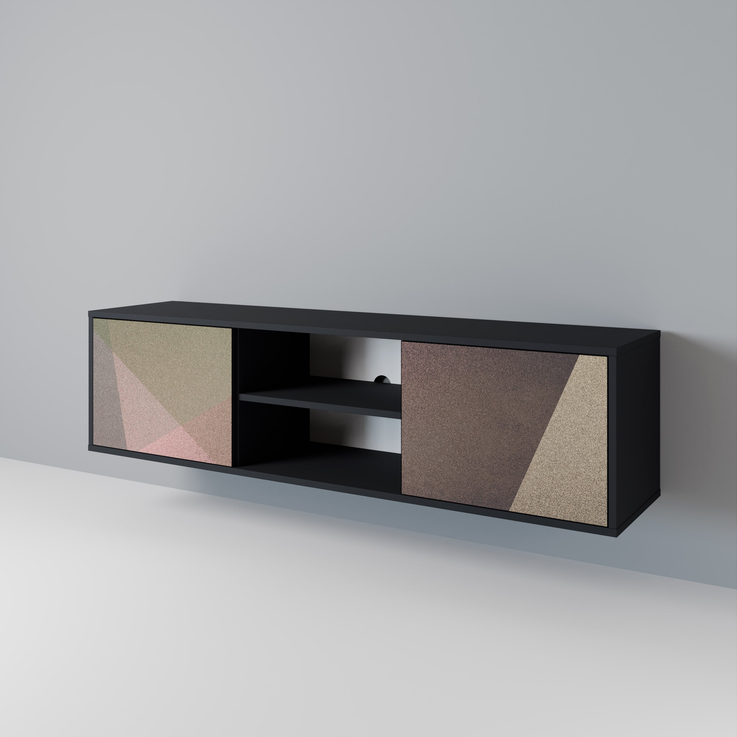 BEIGE GEOMETRY Dvoudveřový TV stolek