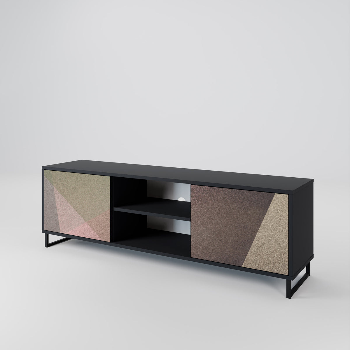 BEIGE GEOMETRY Dvoudveřový TV stolek