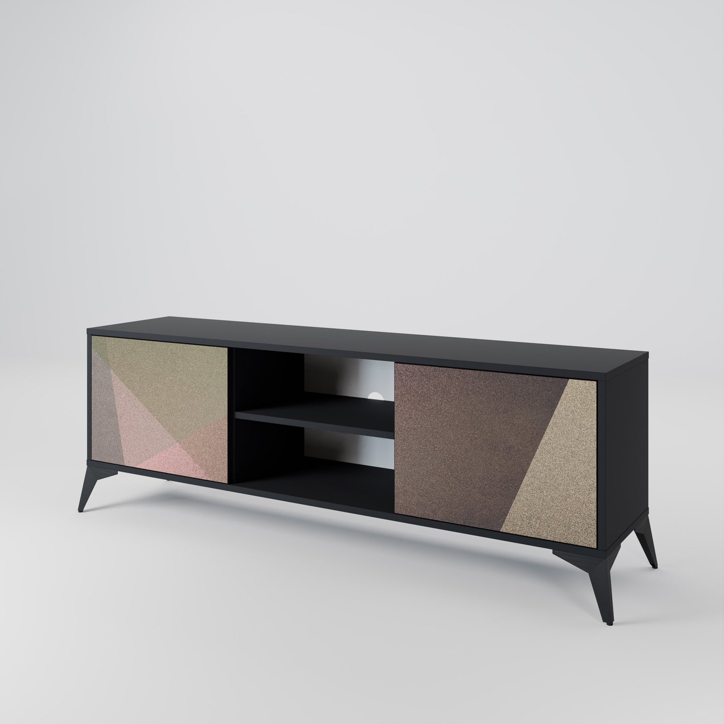 BEIGE GEOMETRY Dvoudveřový TV stolek