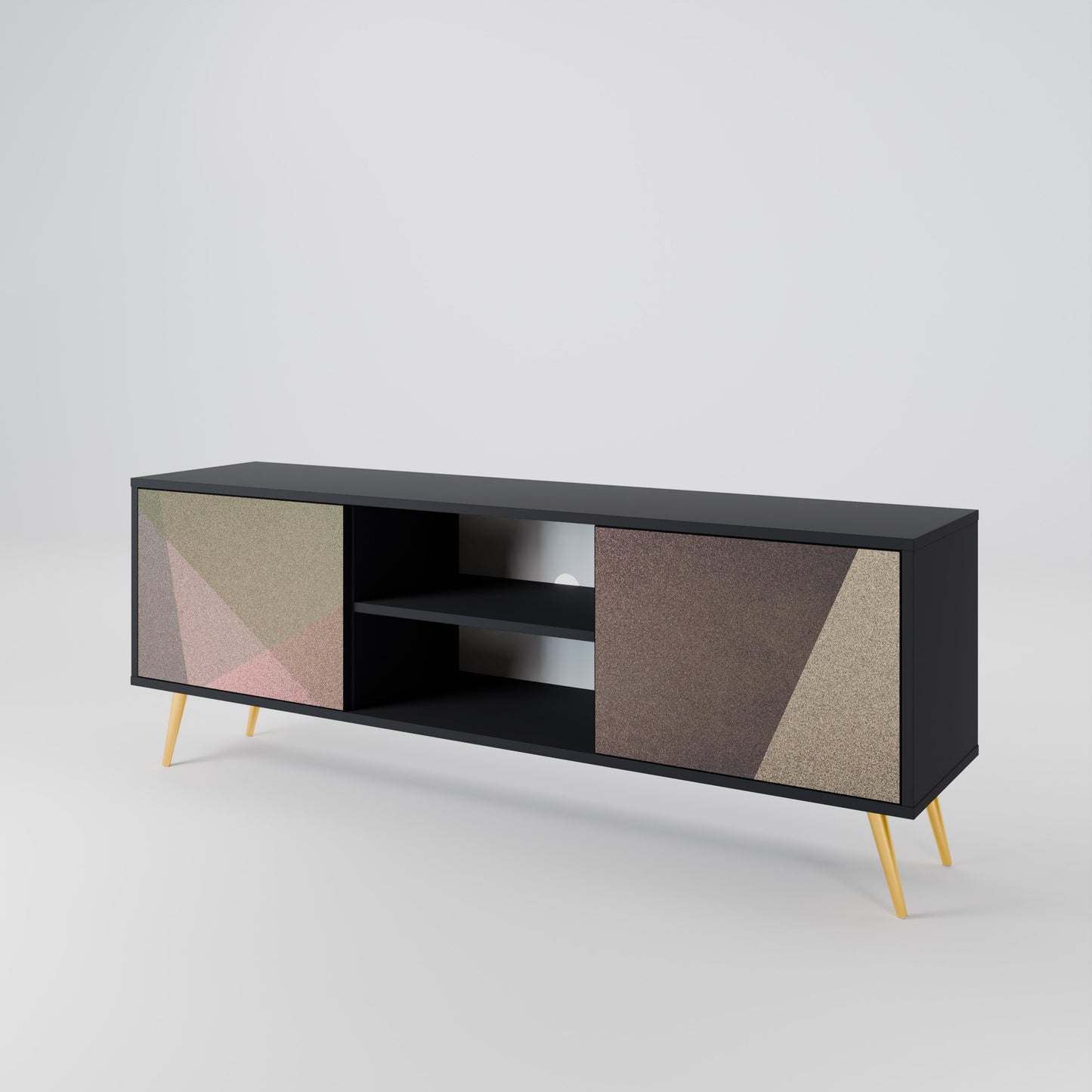 BEIGE GEOMETRY Dvoudveřový TV stolek