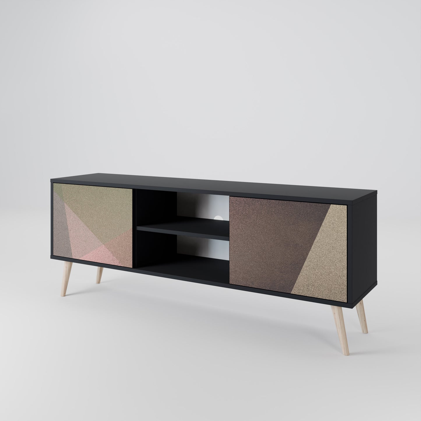 BEIGE GEOMETRY Dvoudveřový TV stolek