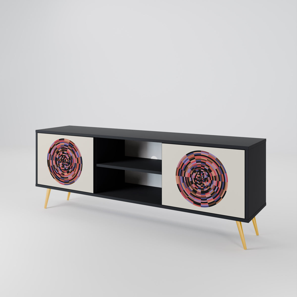 BROWN CIRCLES Dvoudveřový TV stolek