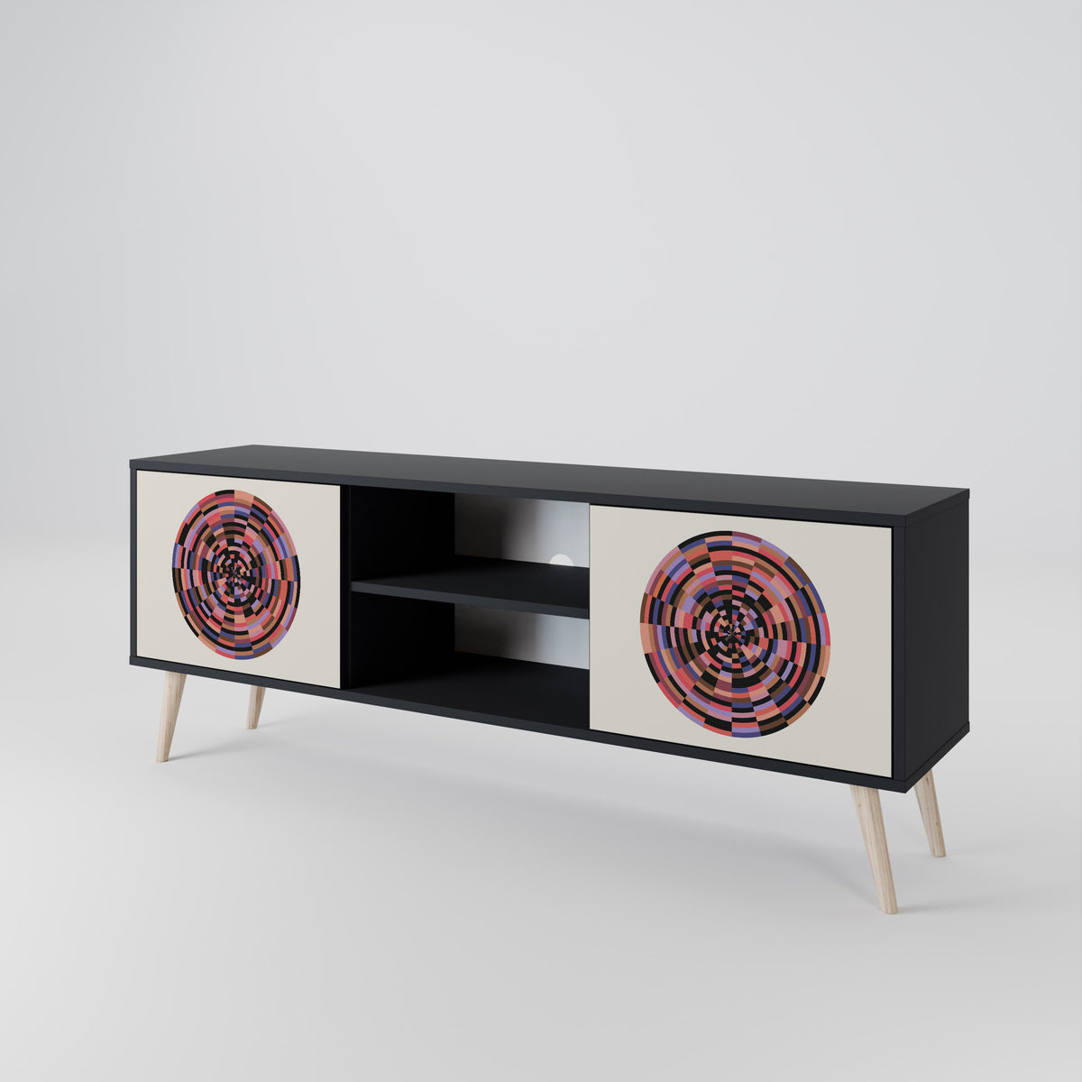 BROWN CIRCLES Dvoudveřový TV stolek