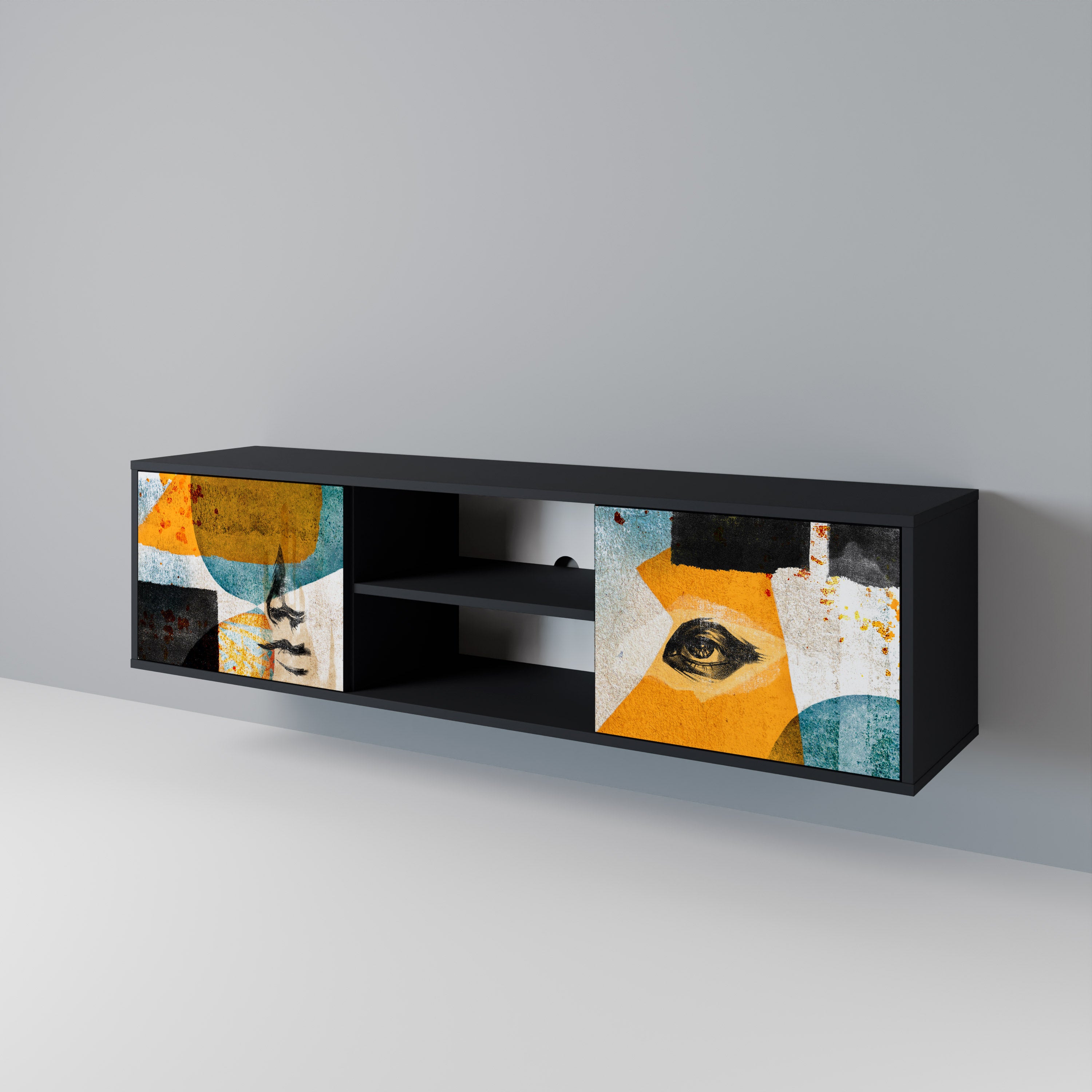 ABSTRACT FACES 2-Door TV Cabinet