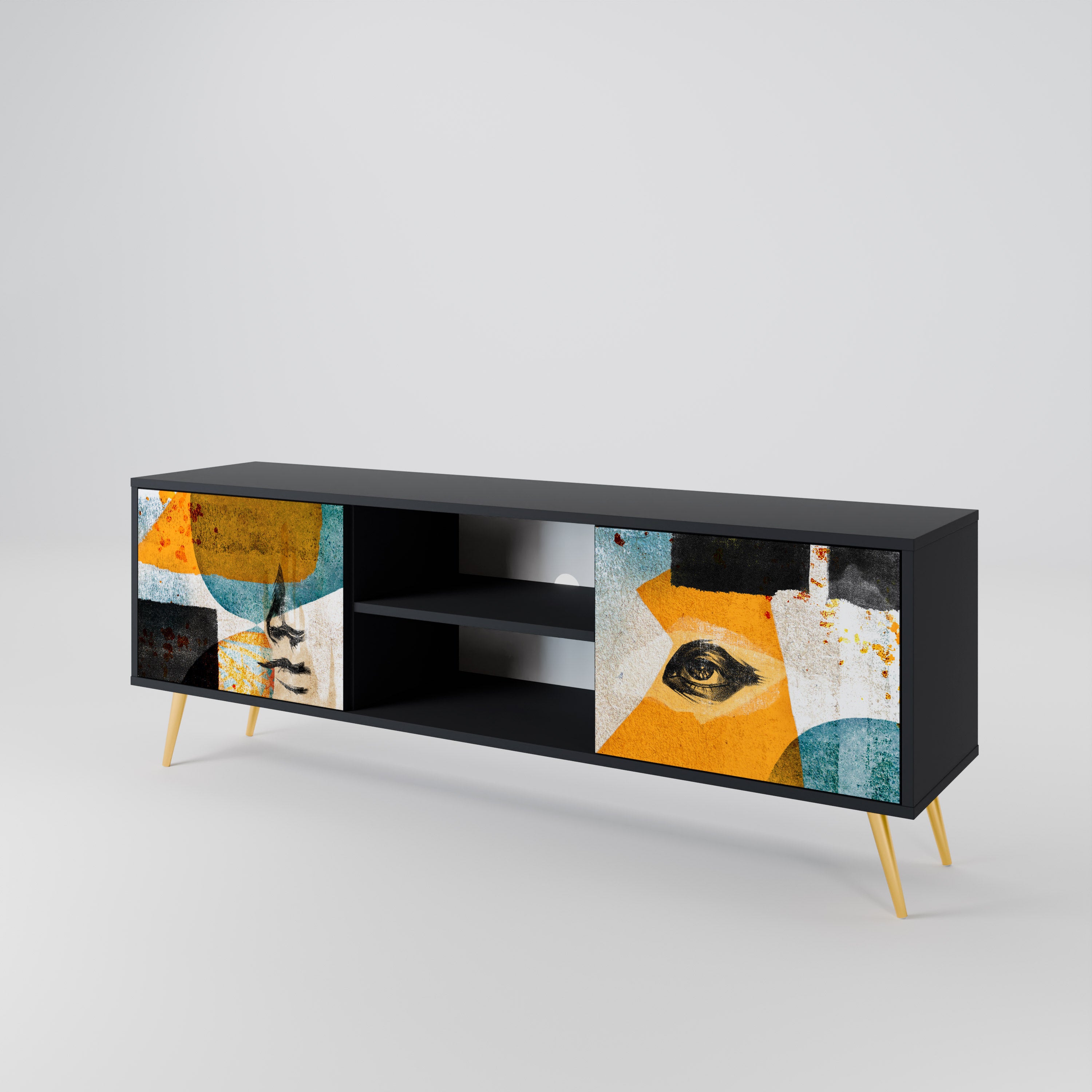 ABSTRACT FACES 2-Door TV Cabinet