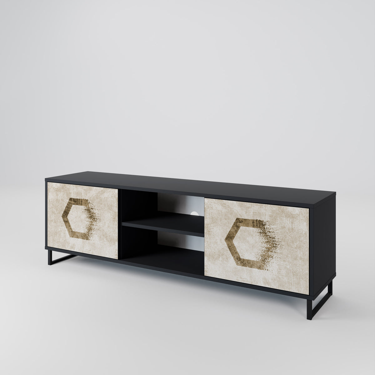 HEXAGONAL SHAPES Dvoudveřový TV stolek