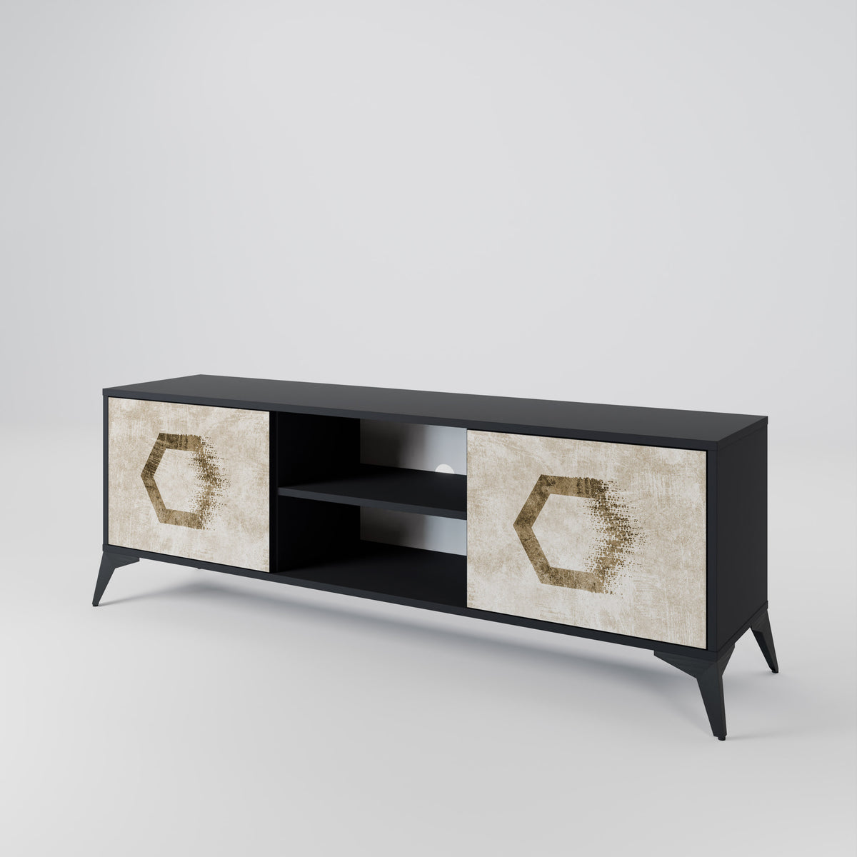 HEXAGONAL SHAPES Dvoudveřový TV stolek