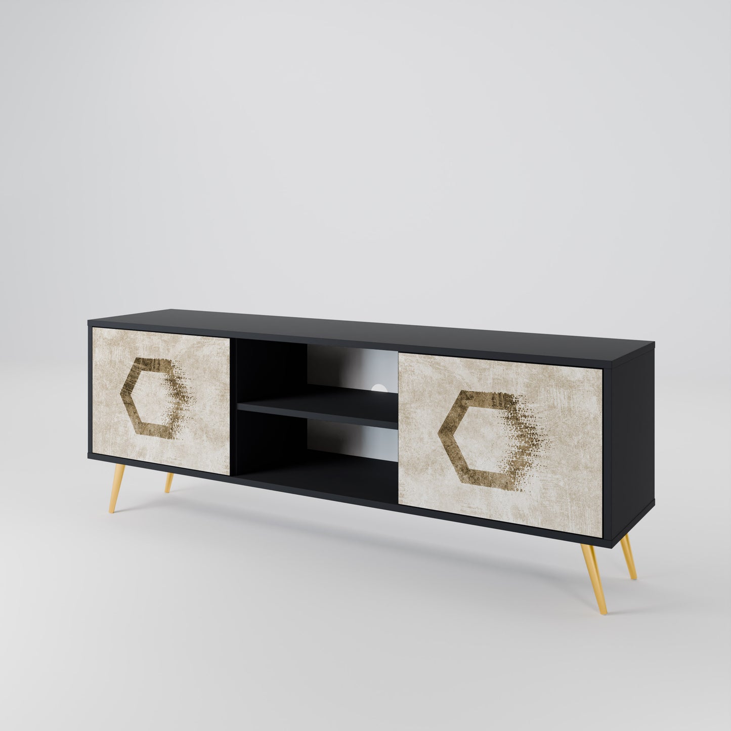 HEXAGONAL SHAPES Dvoudveřový TV stolek