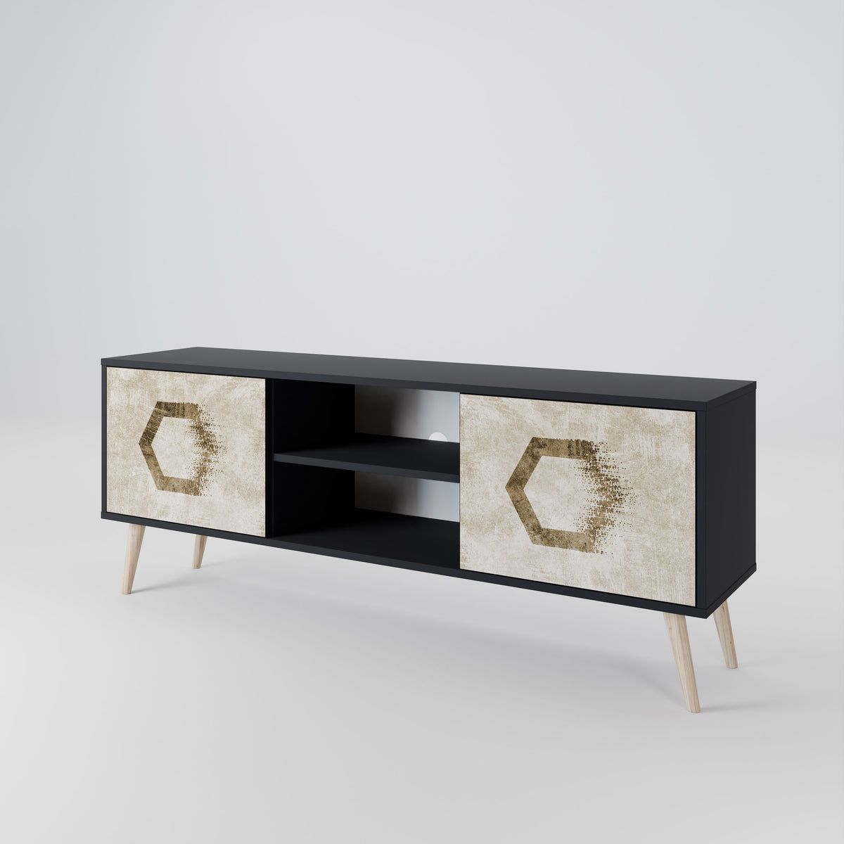 HEXAGONAL SHAPES Dvoudveřový TV stolek
