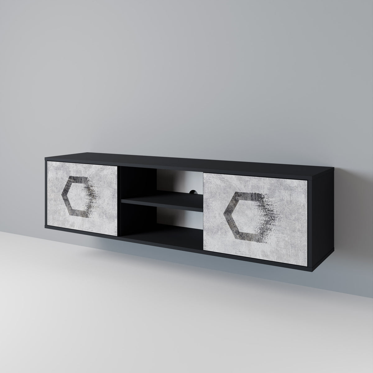 HEXAGONAL FIGURES Dvoudveřový TV stolek