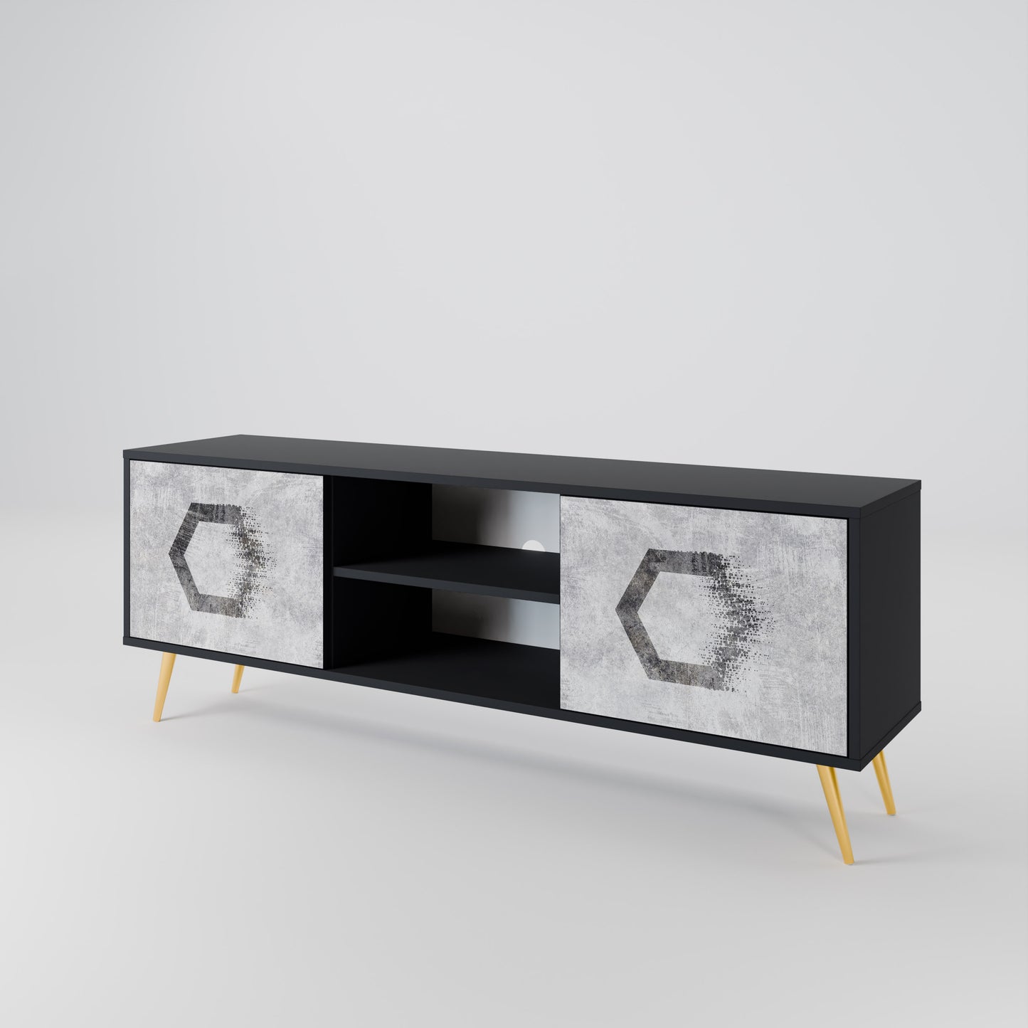 HEXAGONAL FIGURES Dvoudveřový TV stolek