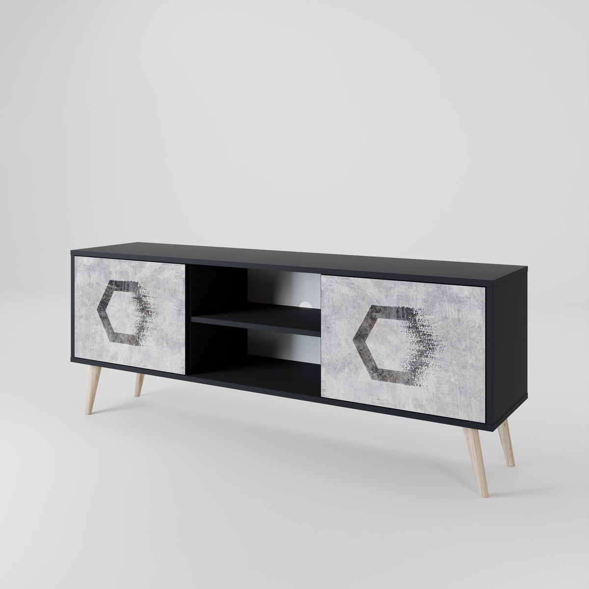 HEXAGONAL FIGURES Dvoudveřový TV stolek