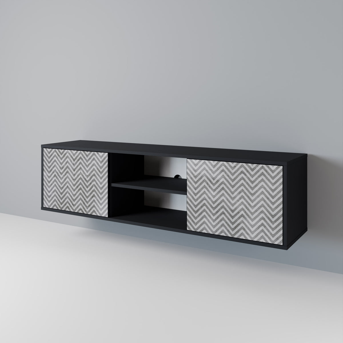 CONCRETE ZIG ZAG Dvoudveřový TV stolek