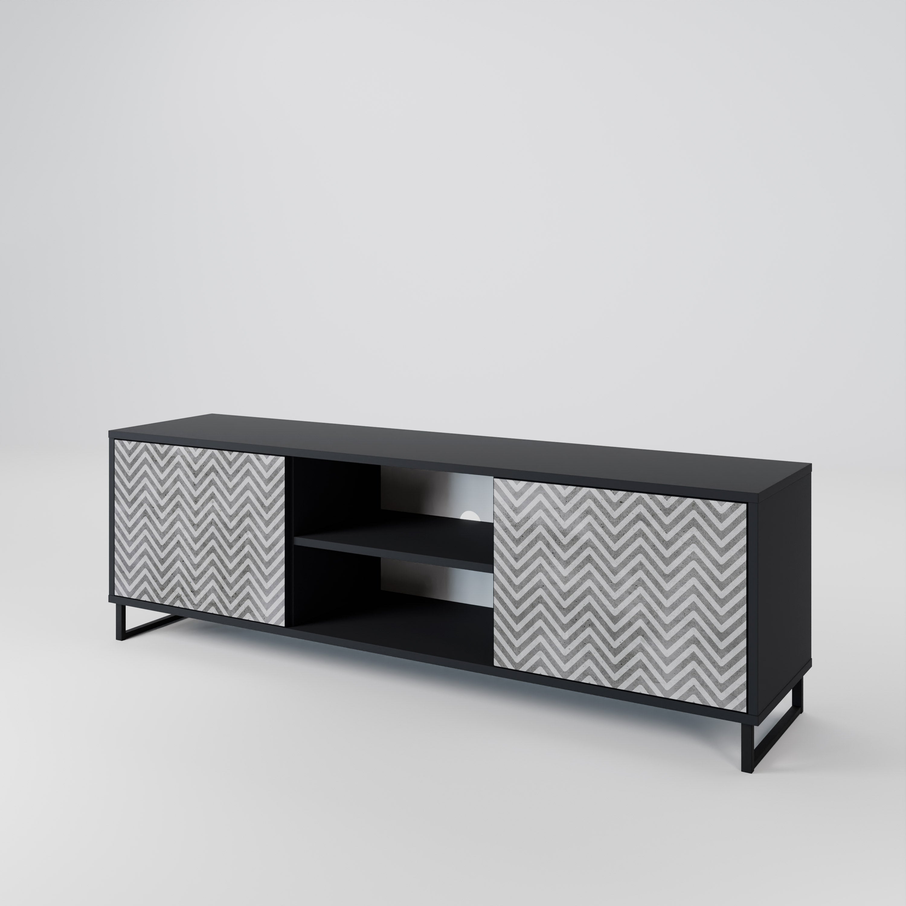 CONCRETE ZIG ZAG 2-Door TV Cabinet