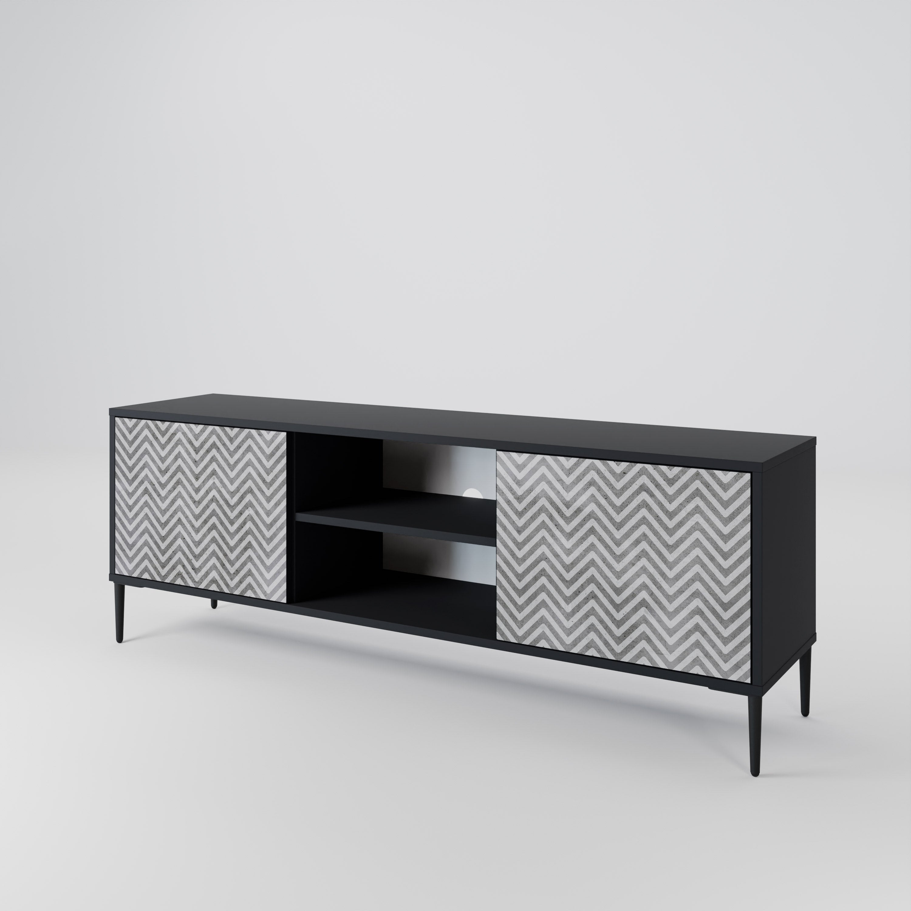 CONCRETE ZIG ZAG 2-Door TV Cabinet