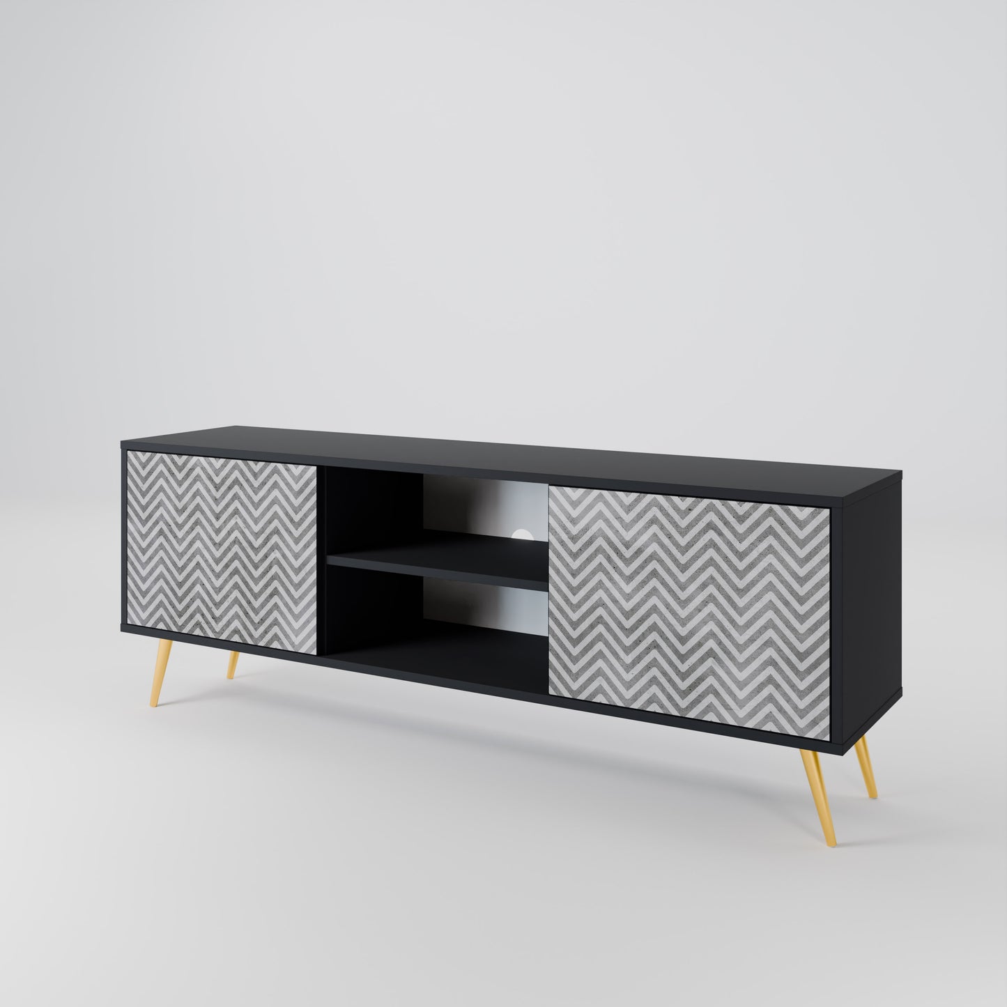 CONCRETE ZIG ZAG Dvoudveřový TV stolek
