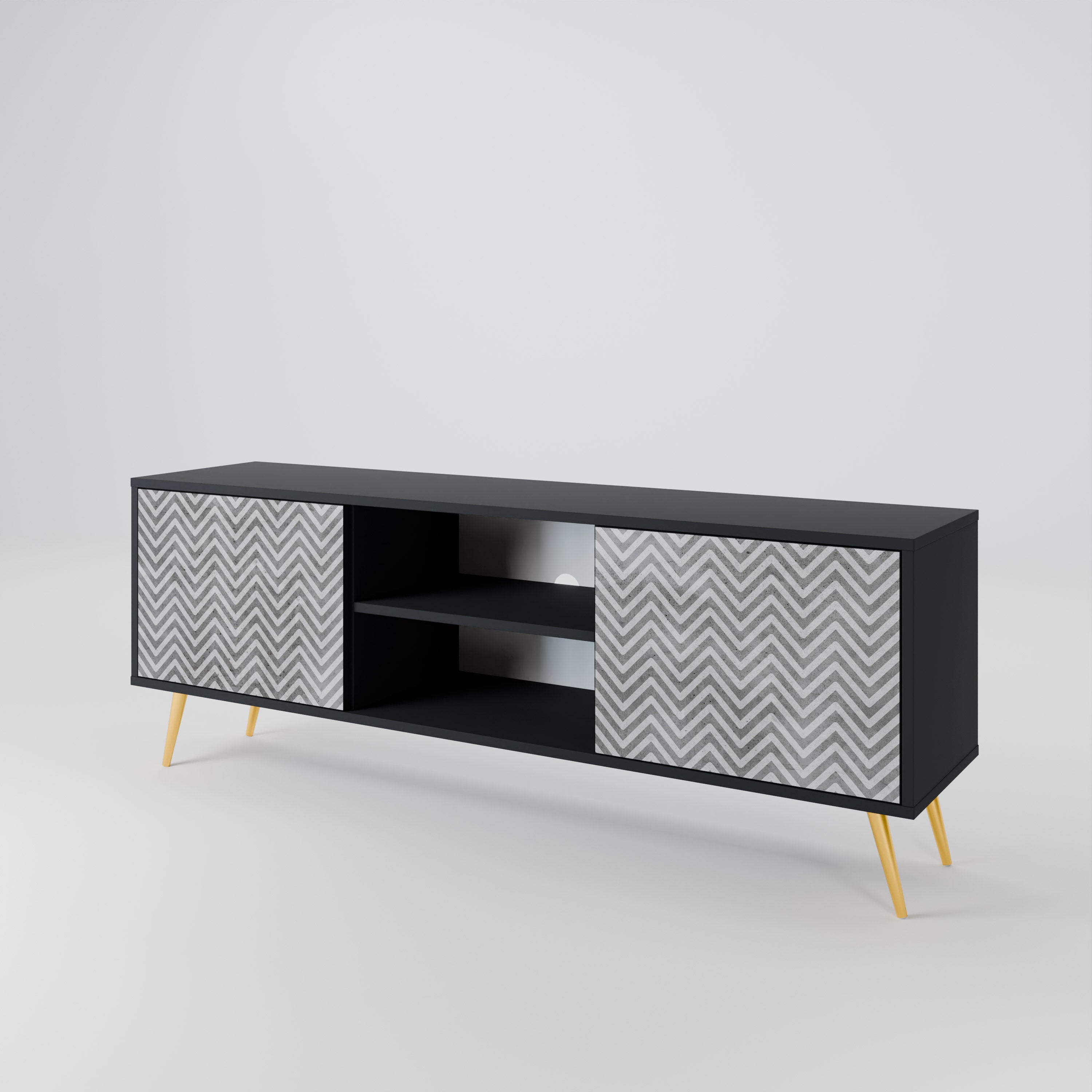 CONCRETE ZIG ZAG 2-Door TV Cabinet