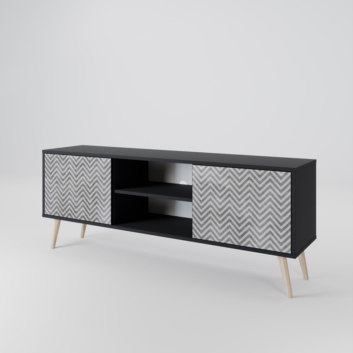 CONCRETE ZIG ZAG Dvoudveřový TV stolek
