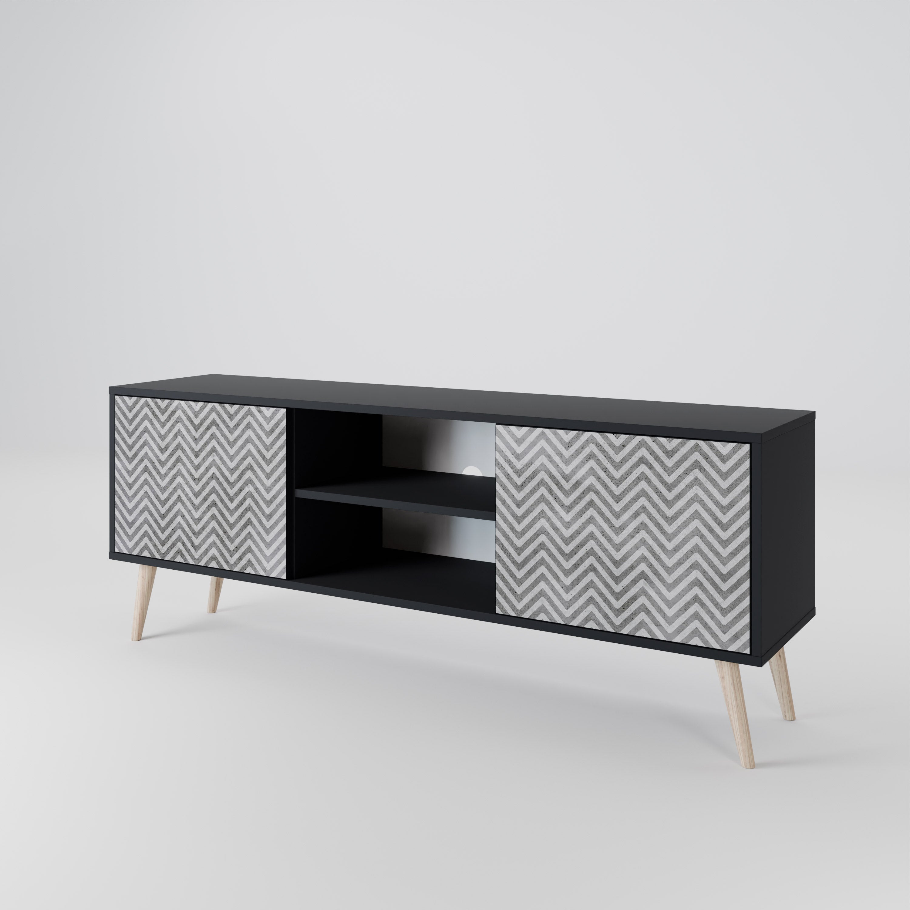 CONCRETE ZIG ZAG 2-Door TV Cabinet