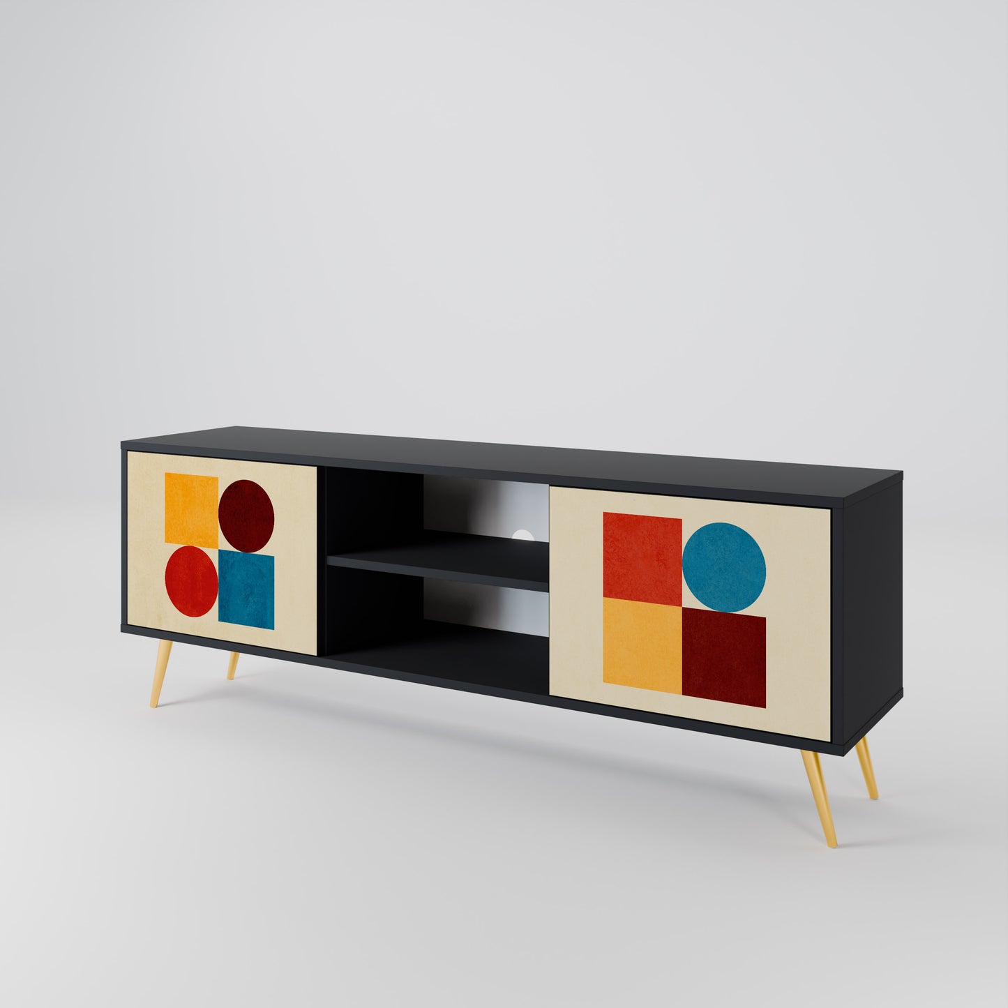 GEOMETRIC PUZZLE Dvoudveřový TV stolek
