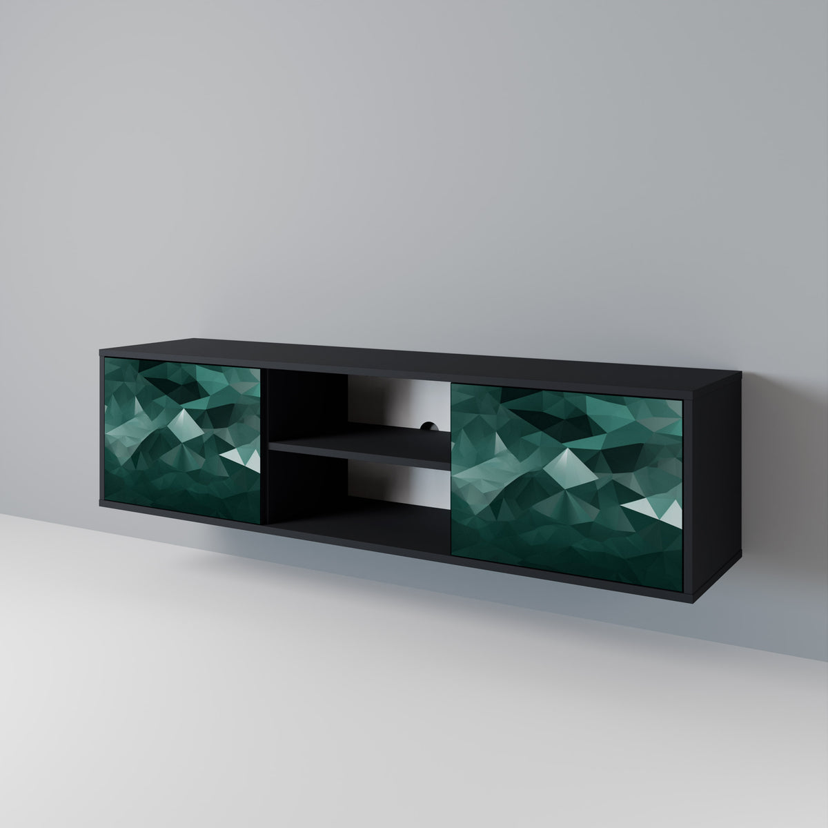 POLYGONAL FLOATING Dvoudveřový TV stolek